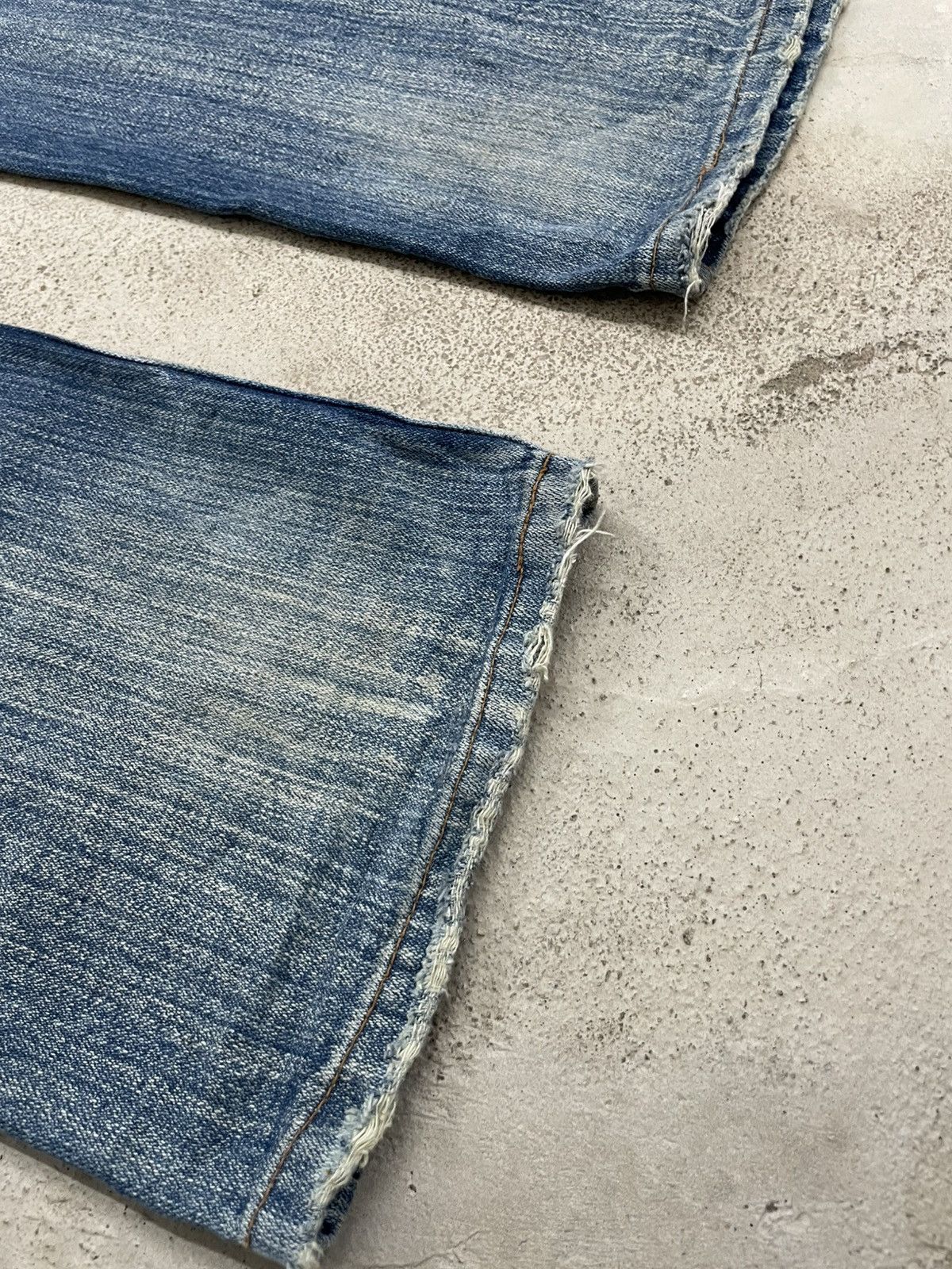 Japanese Brand Nylaus Distressed Rusty Denim Heavy Stitching Font Y2K Size US 32 / EU 48 - 15 Thumbnail