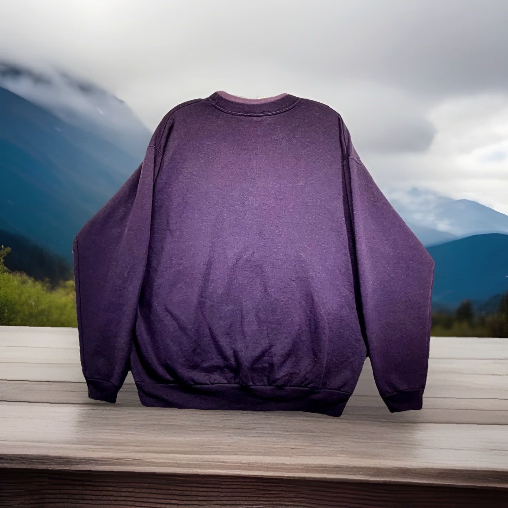 Vintage VINTAGE Morning Sun Nature Sweatshirt Purple Blue Butterflies 90s Goth Graphic Fleece XL Womens Pullover Crew Neck Sequin Embellished Size XL / US 12-14 / IT 48-50 - 2 Thumbnail