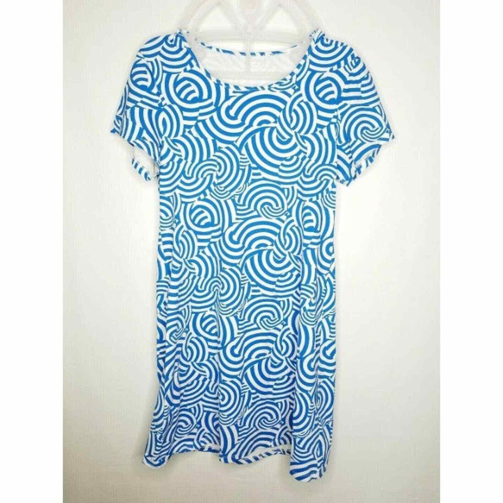 Molly Goddard Menswear Melly M Short Sleeve Shirt Dress Blue White Swirl Stipes See Size ONE SIZE - 2 Thumbnail