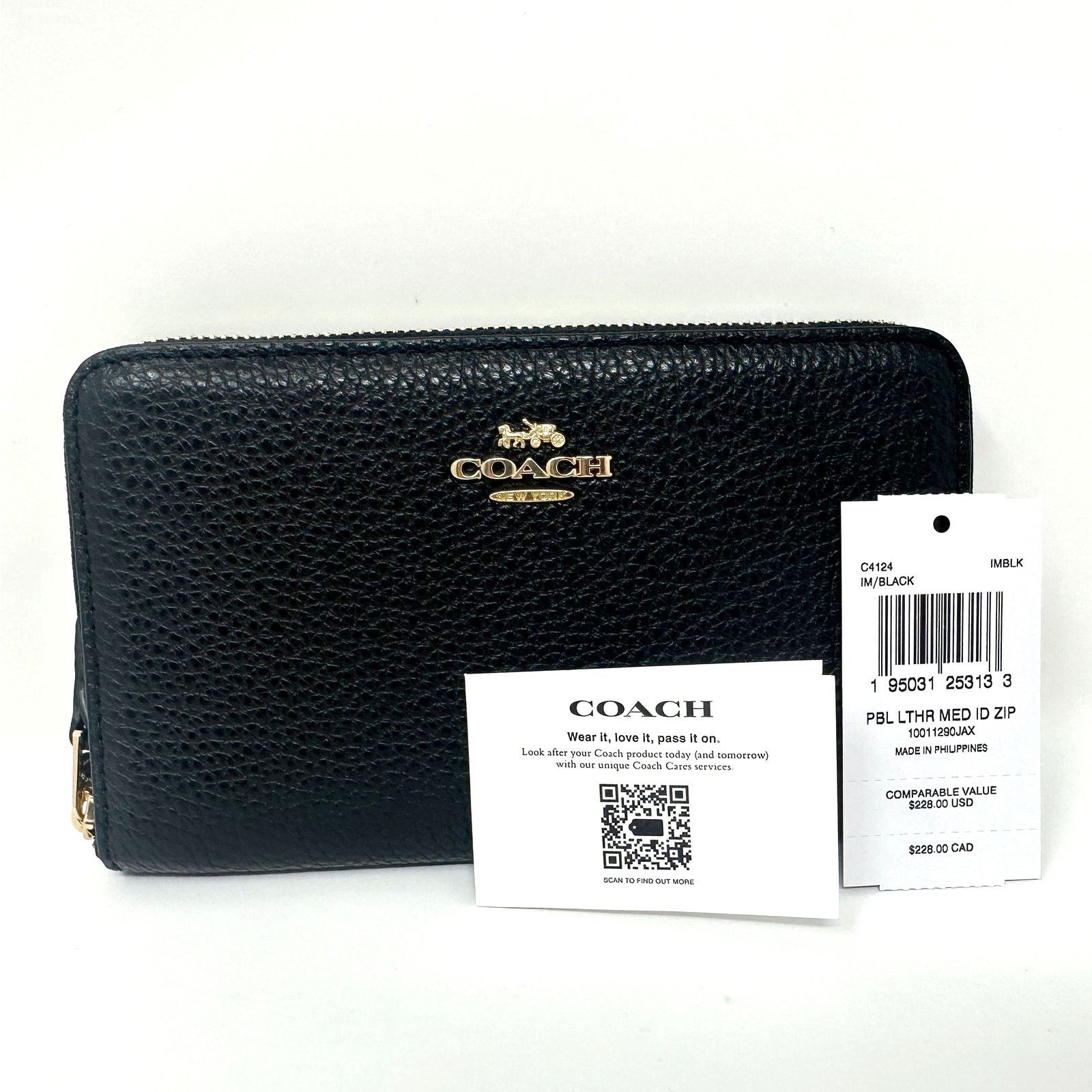 Coach Coach Medium Id Zip Wallet in Black Leather C4124 New Size ONE SIZE - 3 Thumbnail