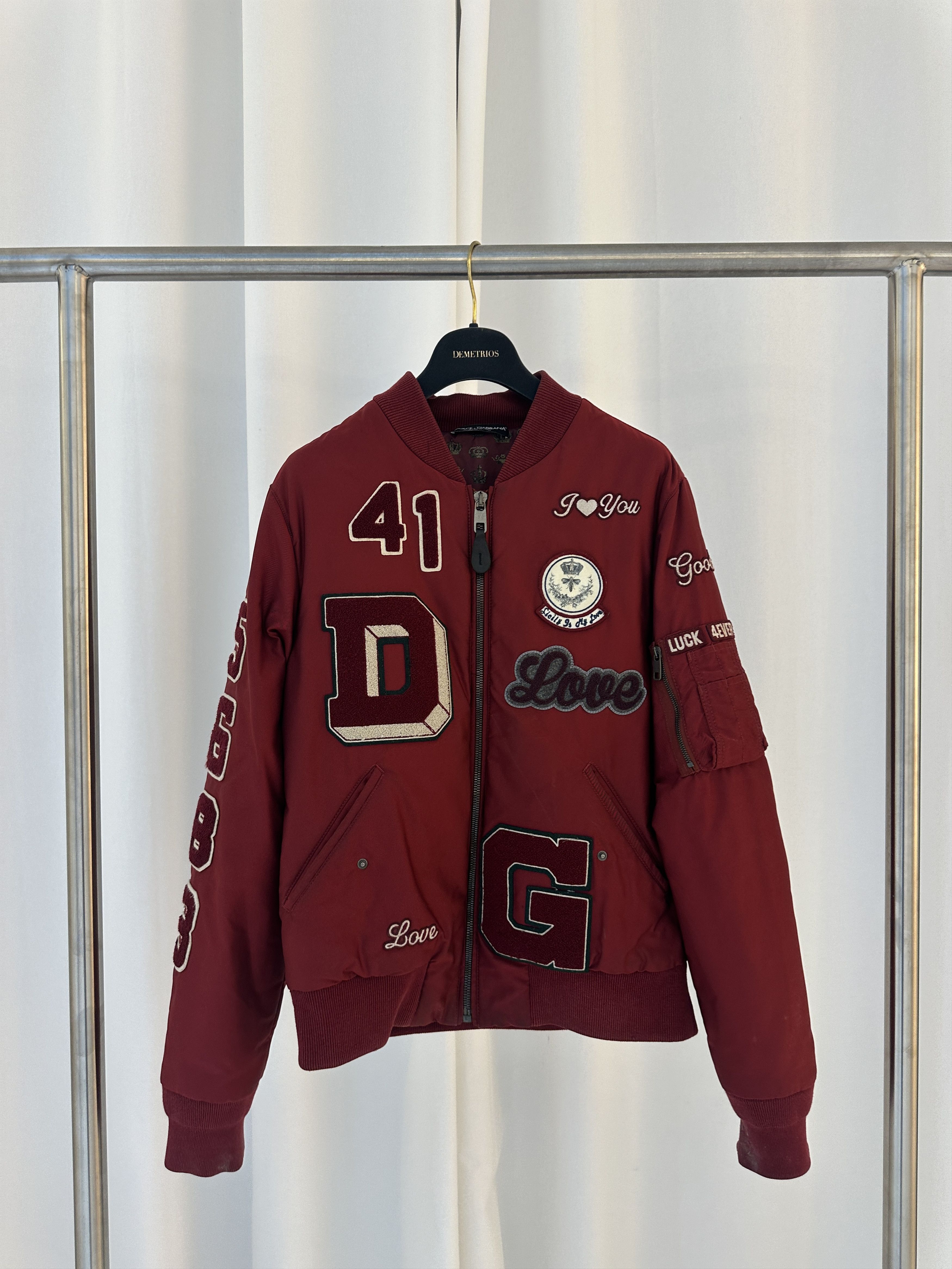 Dolce & Gabbana Dolce Gabbana Red Amore Patch Bomber Jacket Size US M / EU 48-50 / 2 - 2 Thumbnail