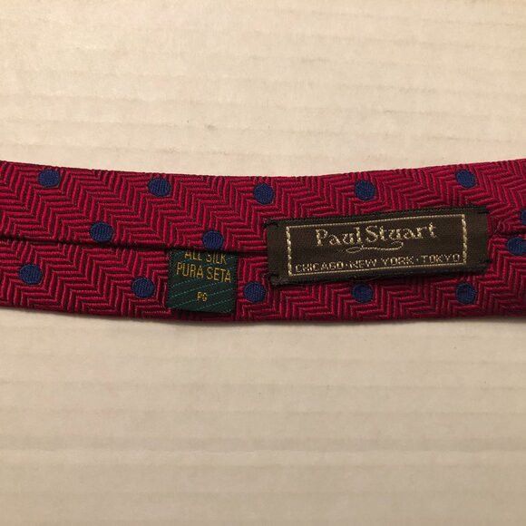 Paul Stuart Paul Stuart men's red all silk tie 3 1/2" X 57 1/2" Size ONE SIZE - 3 Thumbnail
