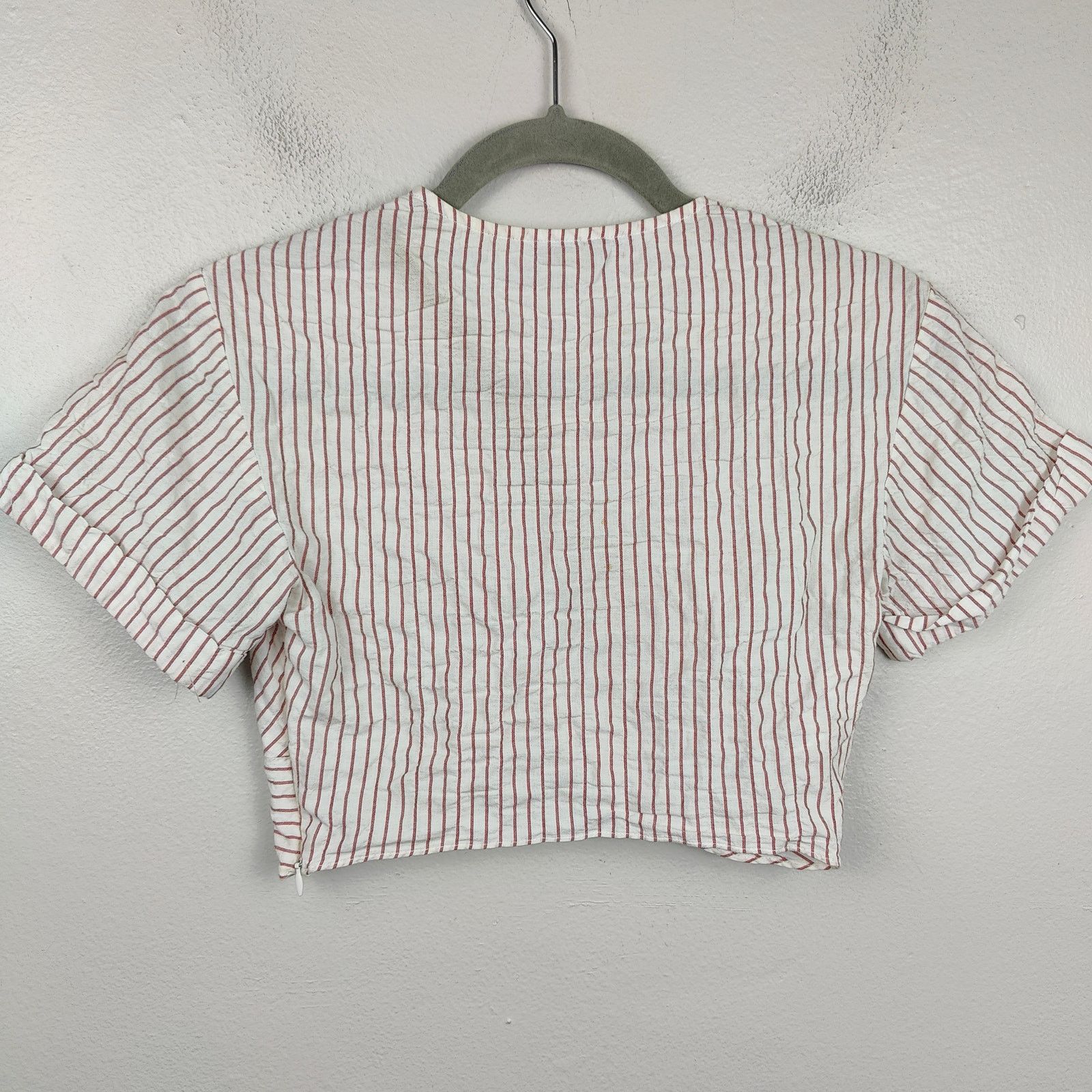 Allsaints AllSaints Alana Top 0 White Red Stripe Twist Front Crop Size XS / US 0-2 / IT 36-38 - 5 Thumbnail
