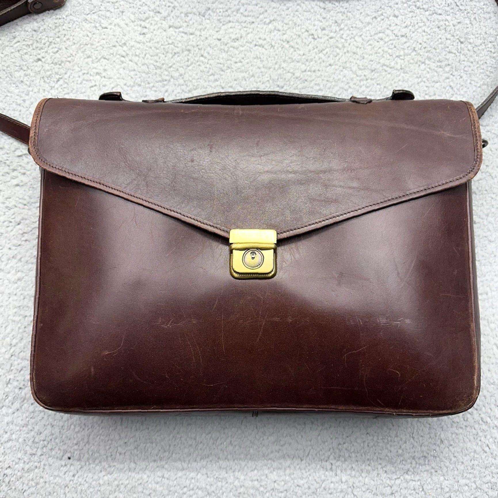 Eddie Bauer Eddie Bauer Genuine Leather Shell Mahogany Briefcase Bag 023-3299 Messenger Bag Mens Briefcase Leather Bag Size ONE SIZE - 3 Thumbnail
