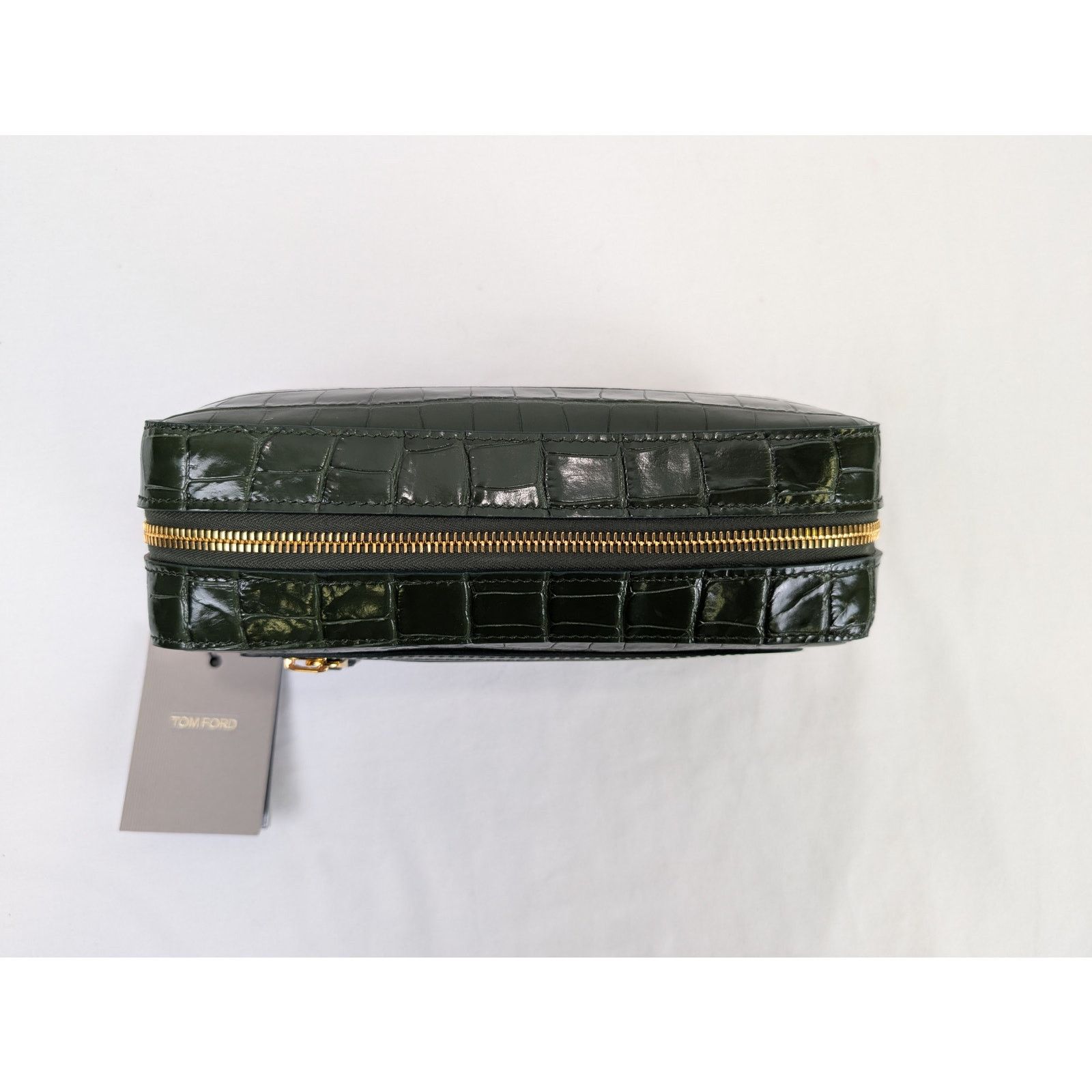 Tom Ford o1rshd1 Size: OS/ Beauty Case Pouch Croc Embossed Bag Green Size ONE SIZE - 10 Thumbnail