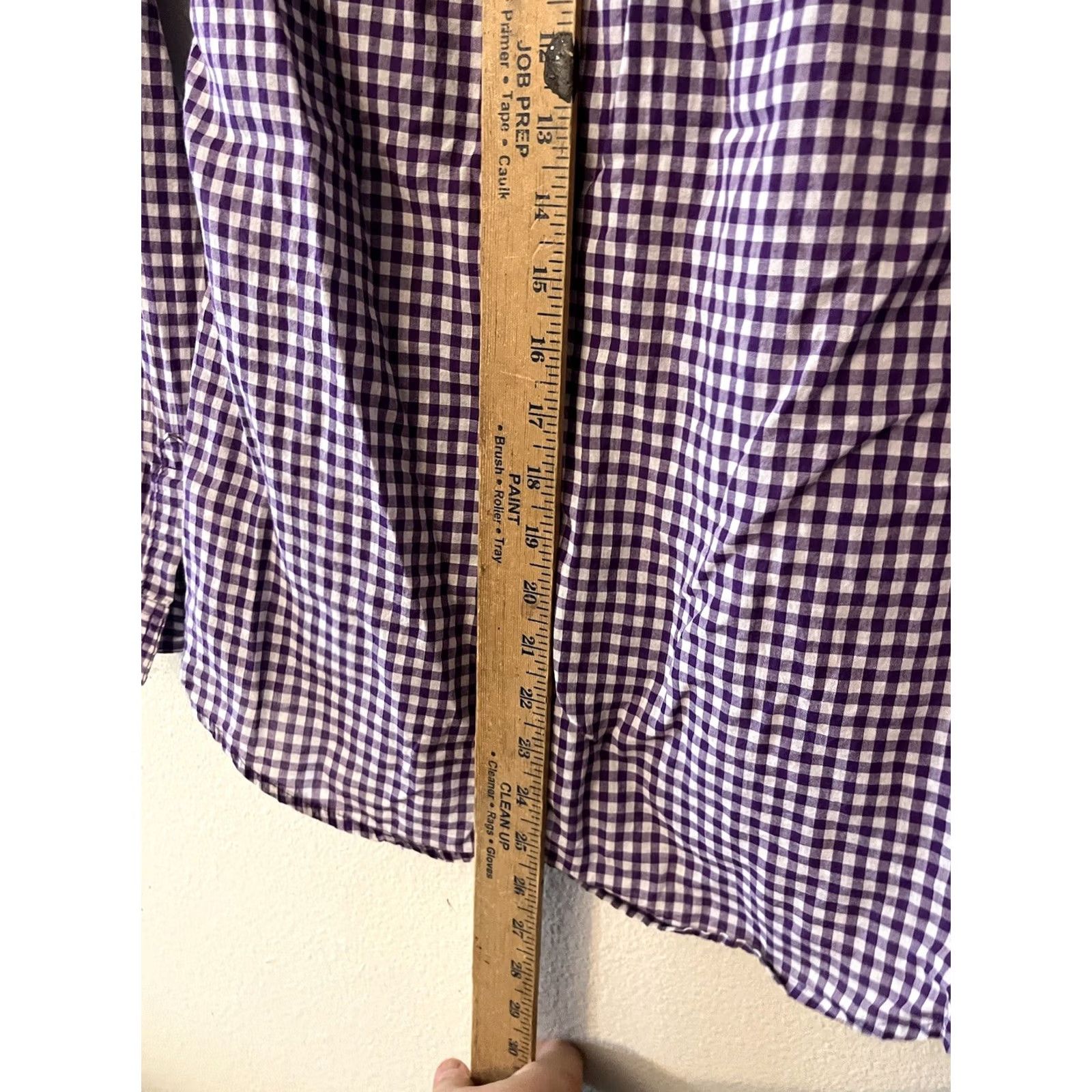Old Navy Old Navy Blouse Shirt Tunic - S Purple Check Cotton Blend Long Sleeve Henley Pullover Women's VGUC Size S / US 4 / IT 40 - 4 Thumbnail