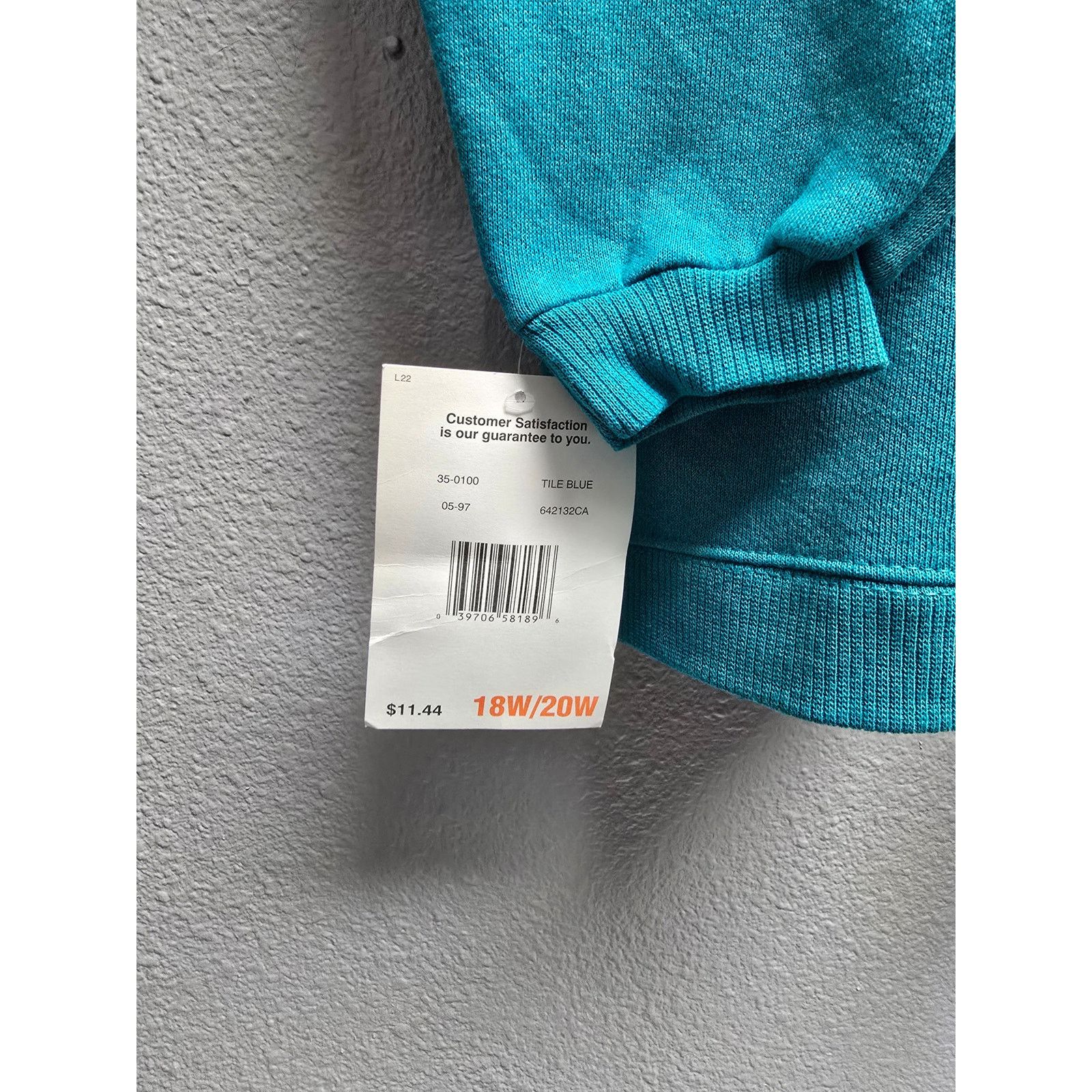 Vintage Turquoise Pullover Sweatshirt 18-20W Vintage Womans Blank Size 3XL / US 20-22 - 5 Thumbnail