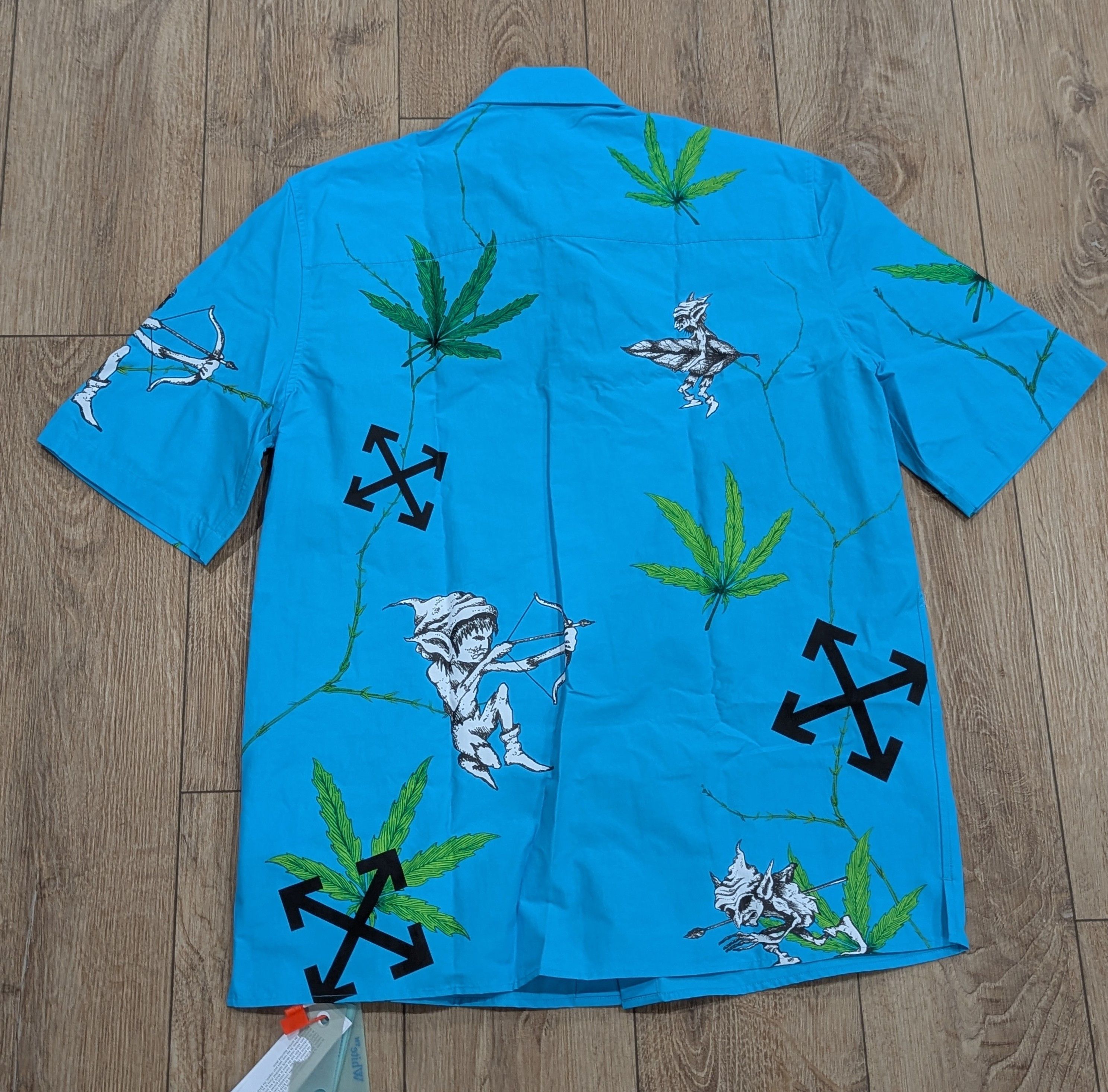Off-White OFF-WHITE Leaf Print SS Button Up Shirt Teal Medium Size US M / EU 48-50 / 2 - 4 Thumbnail
