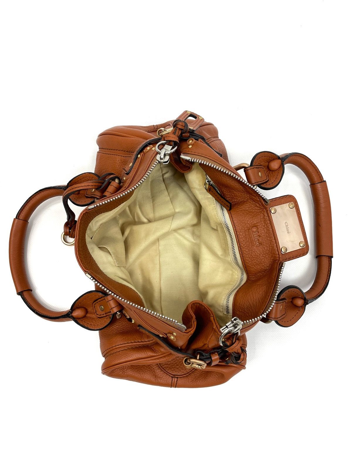 Chloe Chloé Paddington Medium Satchel Bag – Tan Pebbled Leather Size ONE SIZE - 8 Thumbnail