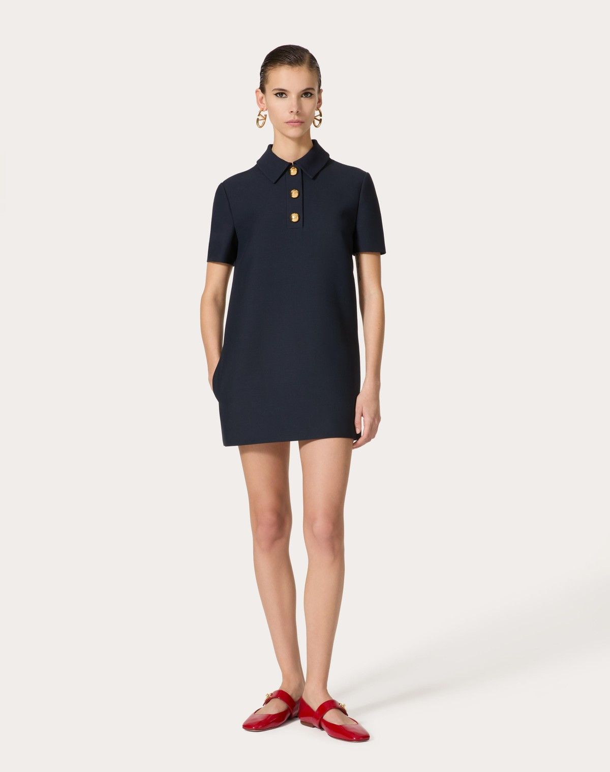 Valentino o1s1wg110525 Crepe Couture Short Dress in Navy Blue Size M / US 6-8 / IT 42-44 - 2 Thumbnail