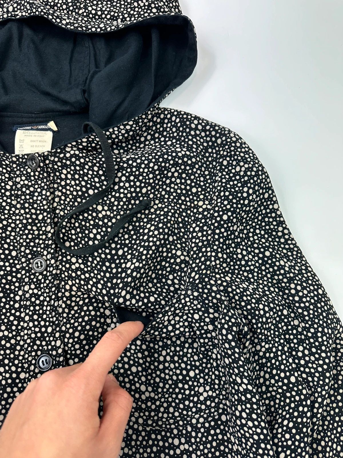 Emporio Armani Emporio Armani 90s Two Tone Dotted Crop Light Hooded Jacket Size M / US 6-8 / IT 42-44 - 3 Thumbnail