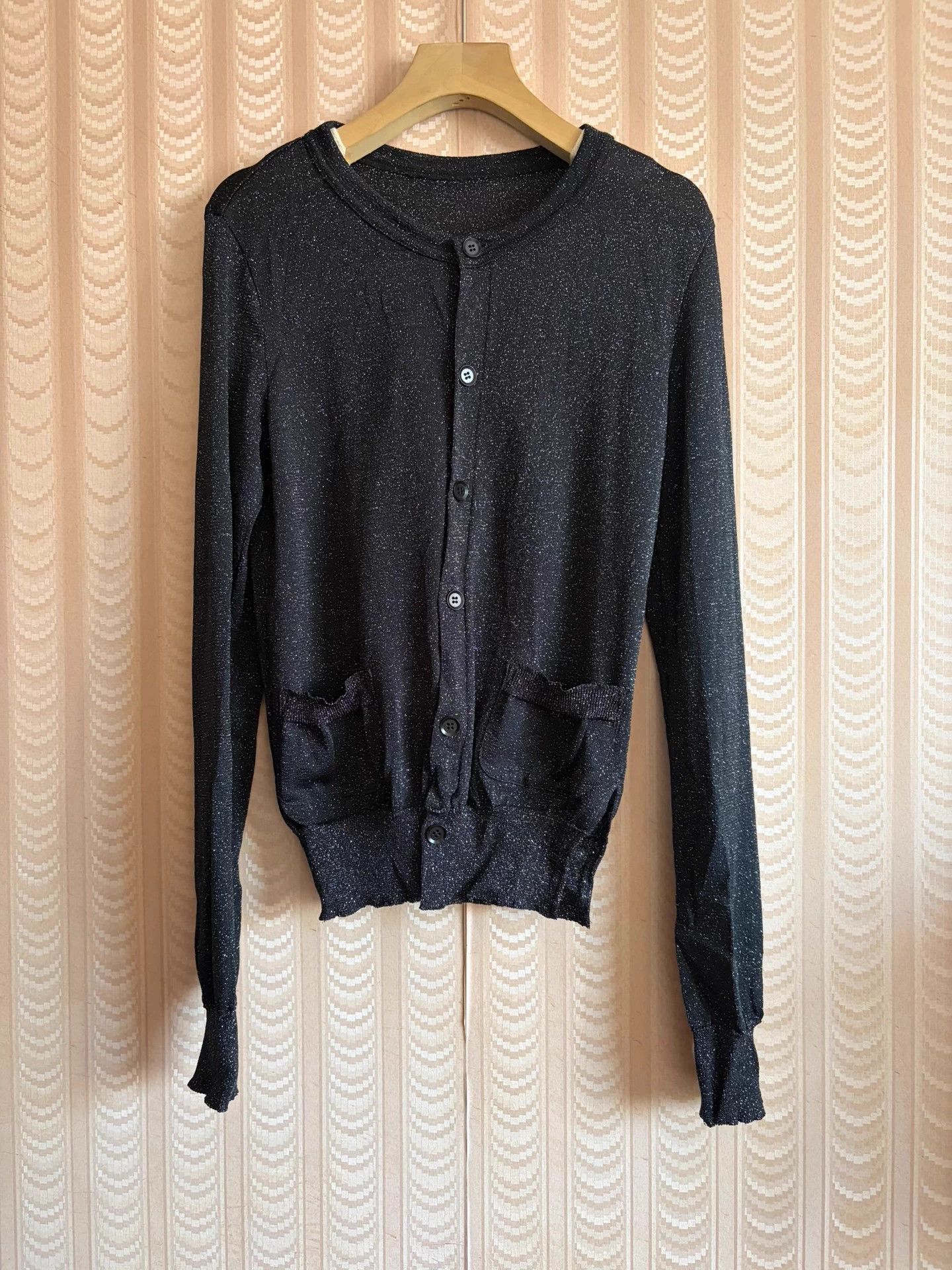 Yohji Yamamoto Yohji Yamamoto Vintage 9/10 Black Silver Metallic Cardigan Size L / US 10 / IT 46 - 1 Thumbnail