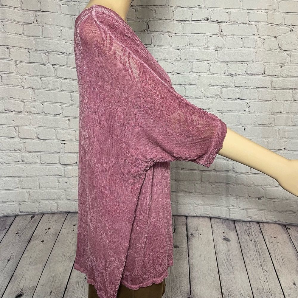 Other Soft Surroundings Rose Textured Short Sleeve Knit Top Made Size M / US 6-8 / IT 42-44 - 3 Thumbnail