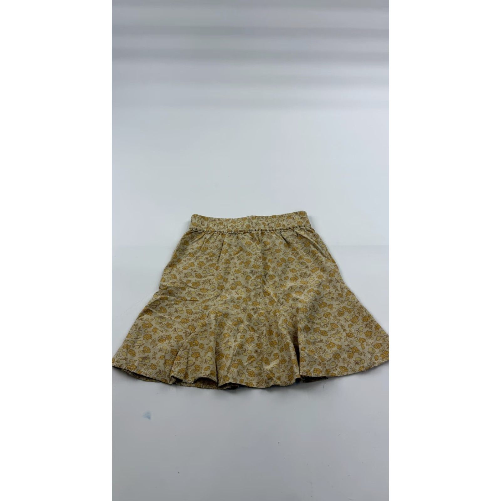 Madewell Madewell Skirt Women Short A-Line 2XS Beige Yellow Floral Mini Elastic Waist Ruffle Hem Viscose Casual Womens Size 24" / US 00 / IT 34 - 6 Thumbnail