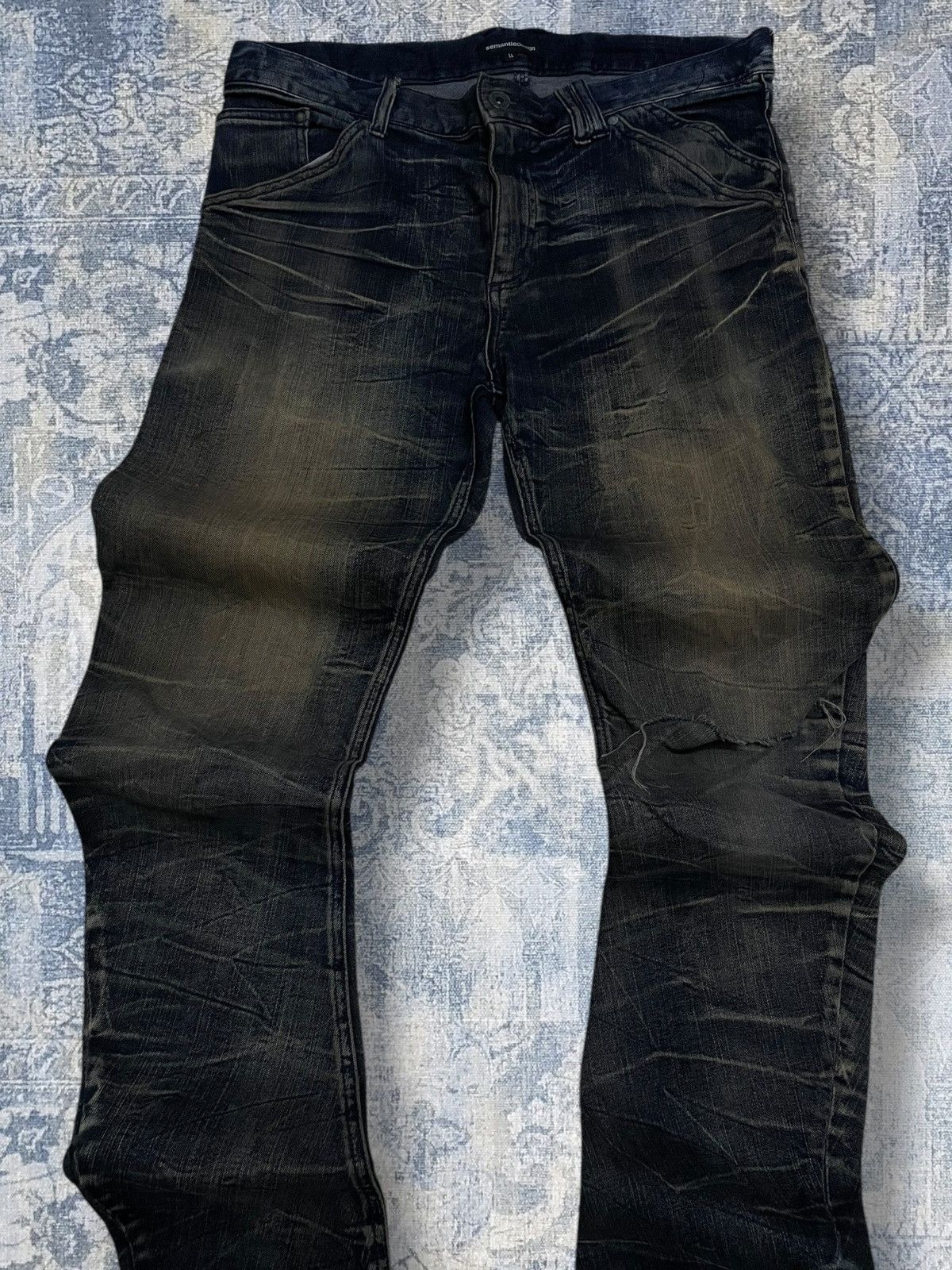 Japanese Brand Vintage 1990s Japan Designer Semantic Iconic Mudwash Denim Size US 34 / EU 50 - 4 Thumbnail