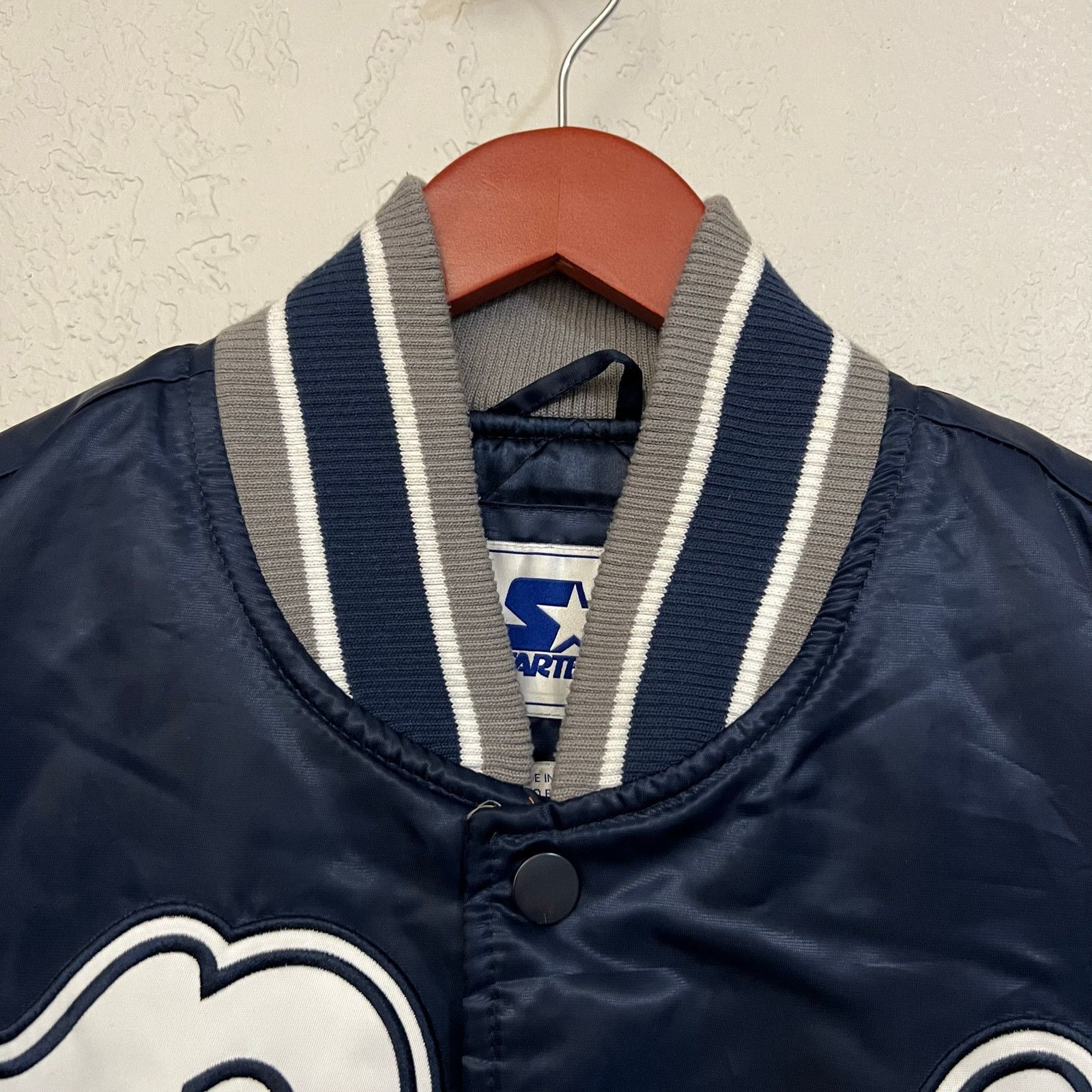 Starter Starter Nevada Wolf Pack Satin Bomber Jacket Mens M Blue Y2K Size US M / EU 48-50 / 2 - 15 Thumbnail