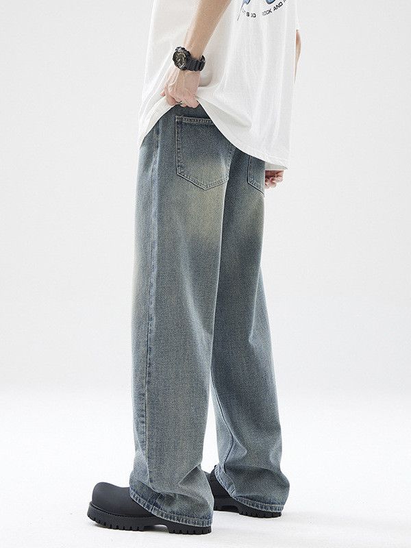 Japanese Brand Men's American Retro Washed Distressed Straight Leg Jeans Size US 32 / EU 48 - 3 Thumbnail