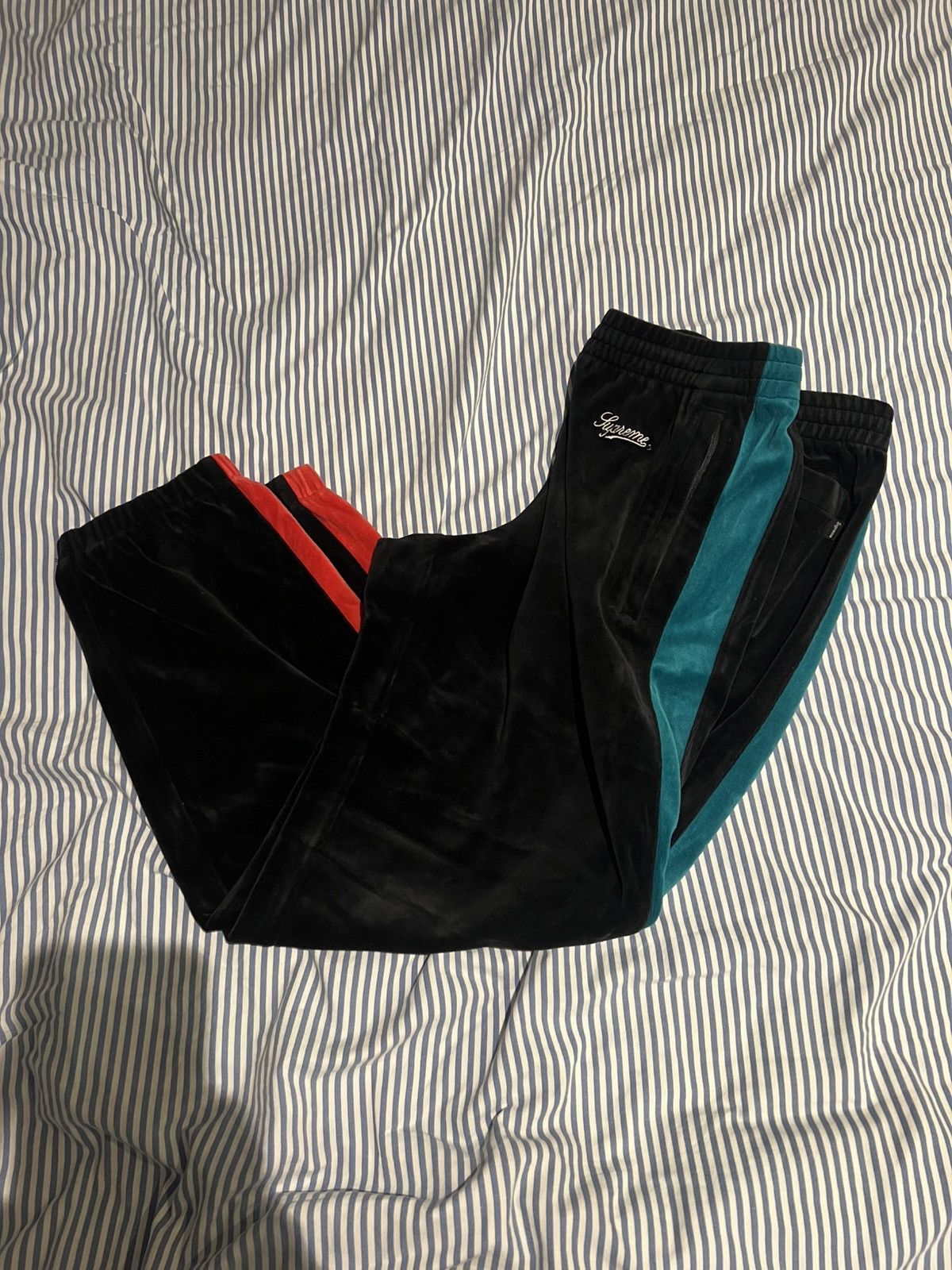 Supreme SS18 velour track pants in the only color u shld get