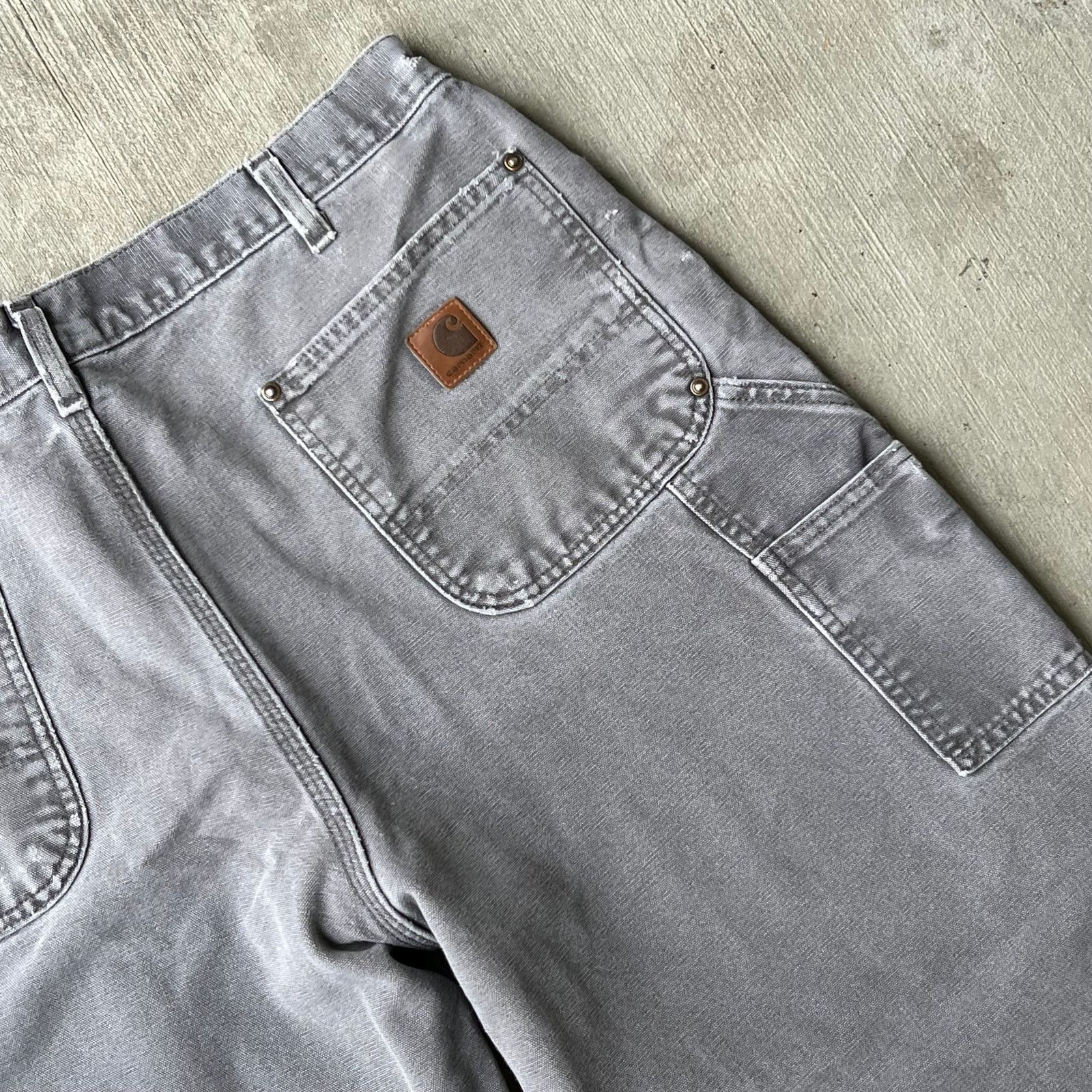 Carhartt × Vintage Carhartt faded gray double knee work wear carpenter pants Size US 35 - 13 Thumbnail