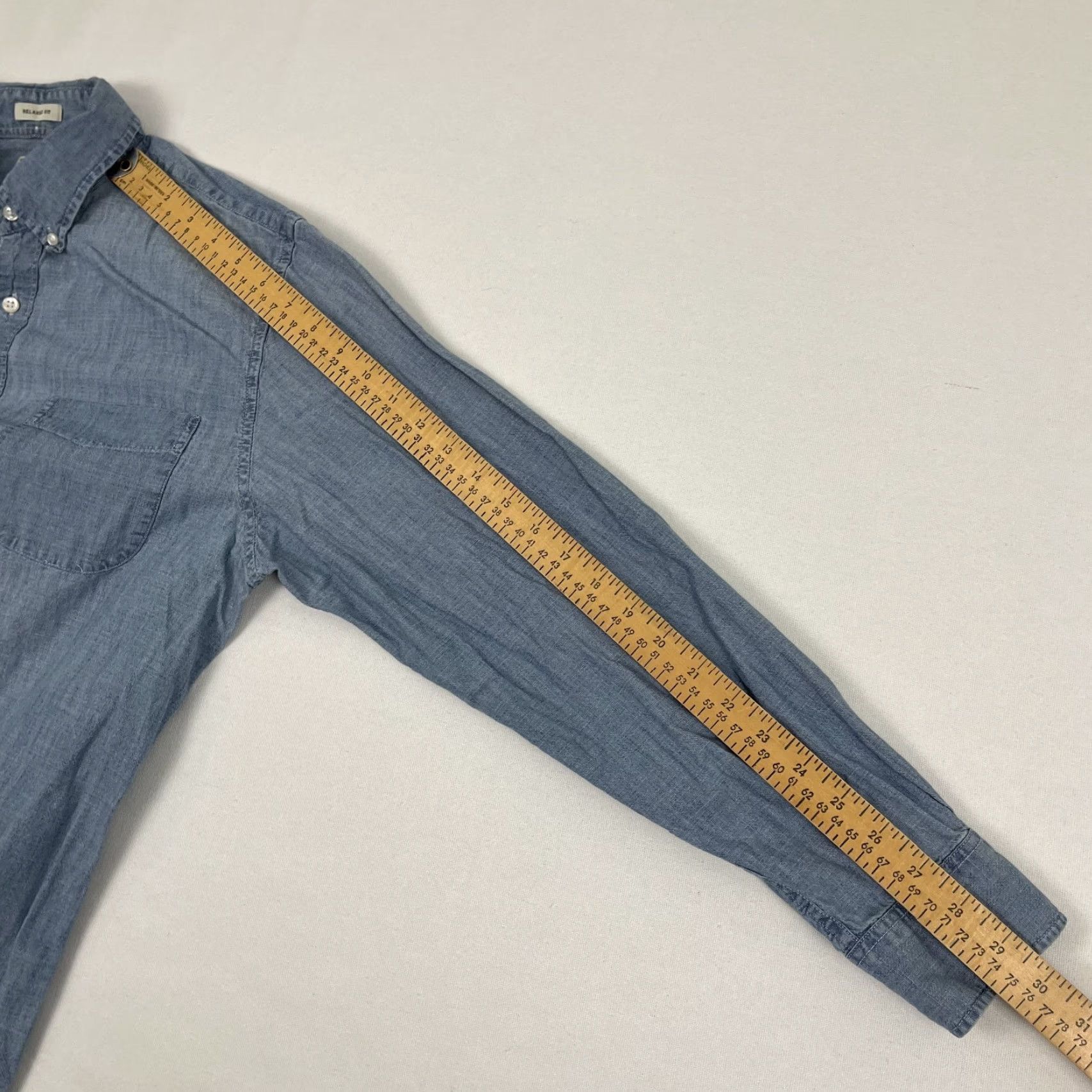 J.Crew J.CREW Shirt Mens M Blue Cotton Button-Up Solid Breathable Easy Care Pockets Business Casual Formal Travel Workwear Classic Outdoor Size US M / EU 48-50 / 2 - 5 Thumbnail