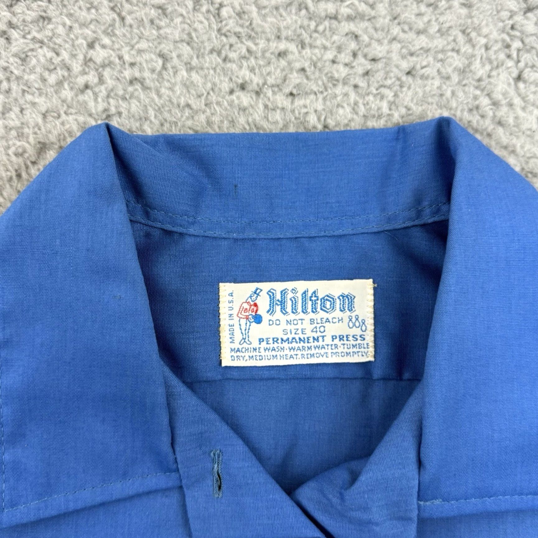 Vintage VINTAGE Hilton Bowling Shirt Adult Medium Blue 60s Short Sleeve USA Theme 60s Sports Mens Size US M / EU 48-50 / 2 - 7 Thumbnail