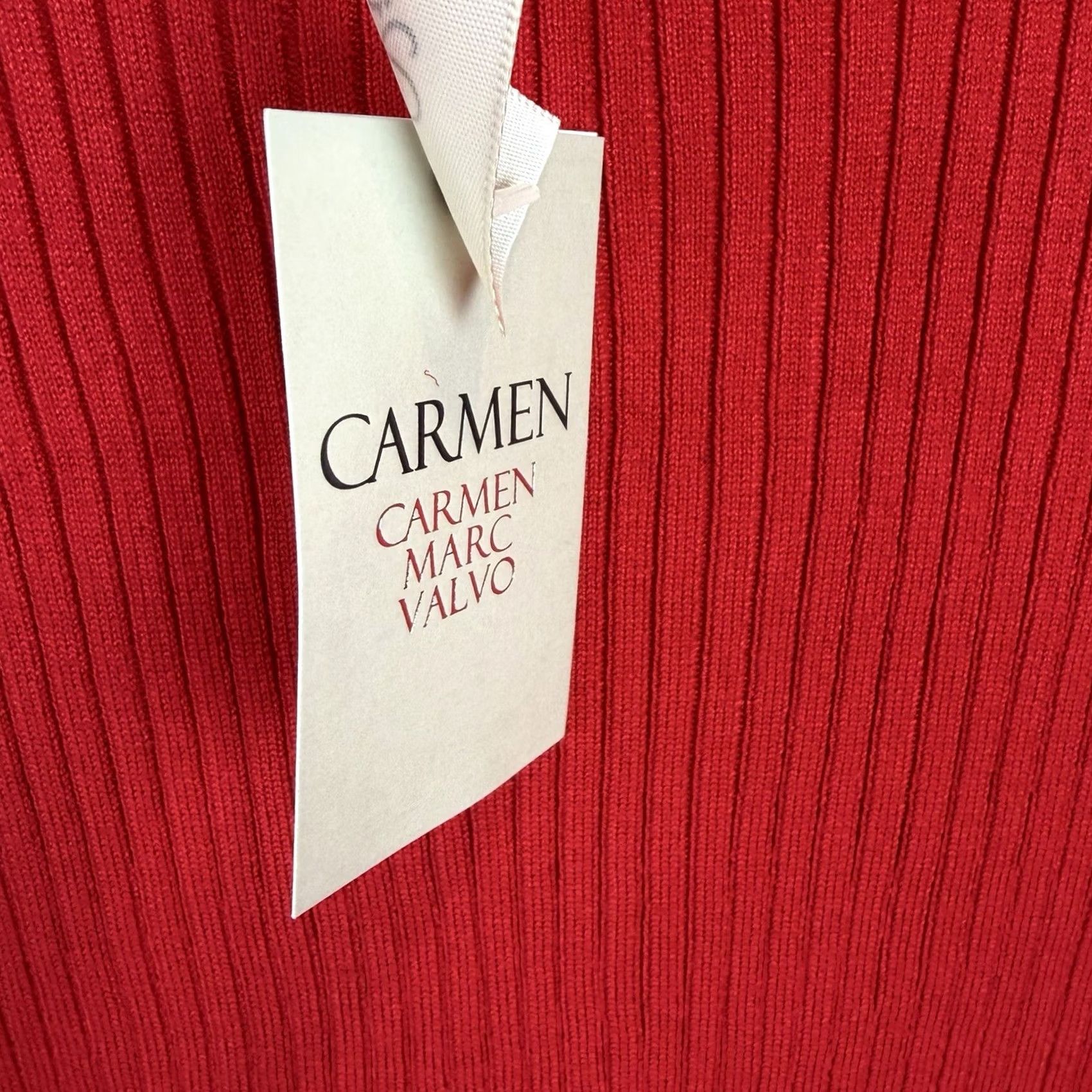 Vintage Carmen Marc Valvo Ribbed Knit Top Womens M Blue Crew Neck Long Sleeve Pullover Stretch Casual Party Cocktail New Size M / US 6-8 / IT 42-44 - 5 Thumbnail