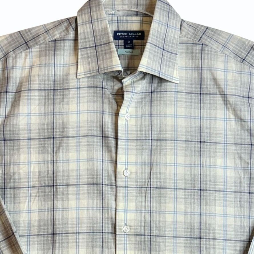 Peter Millar Crown Crafted Shirt Size M Flex Finish Plaid Gr