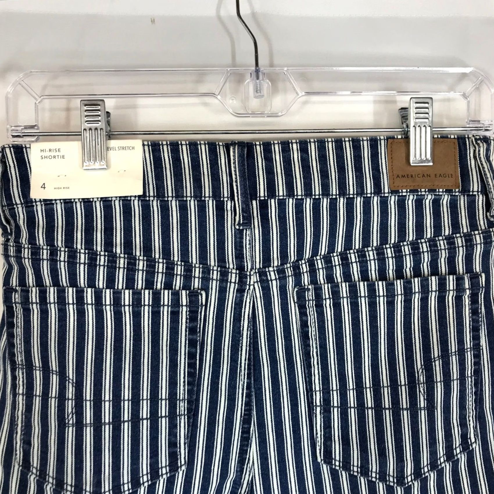 American Eagle Outfitters VINTAGE? No. American Eagle Outfitters Hi Rise Shortie Striped Denim Shorts Women Size 4 Size 27" / US 4 / IT 40 - 5 Thumbnail