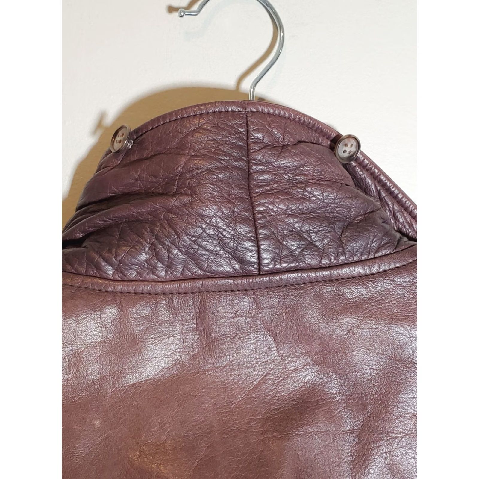 Vintage VINTAGE Alan Flusser Brown Leather Bomber Motorcycle Jacket Elastic Hem Mens 42 Size US XS / EU 42 / 0 - 4 Thumbnail