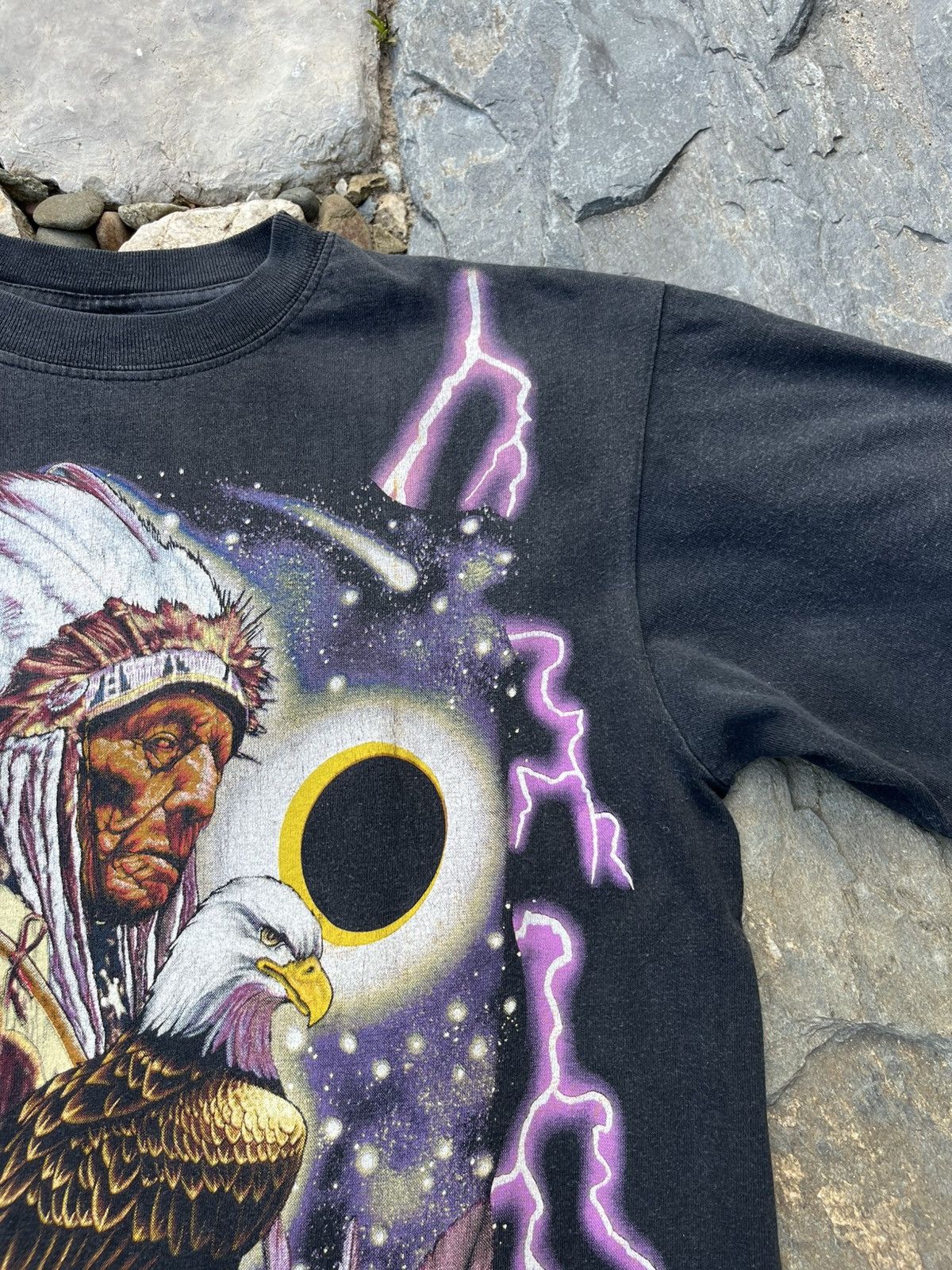 Vintage Vintage USA American Thunder Indian eagle single stitch tee Size US L / EU 52-54 / 3 - 4 Thumbnail