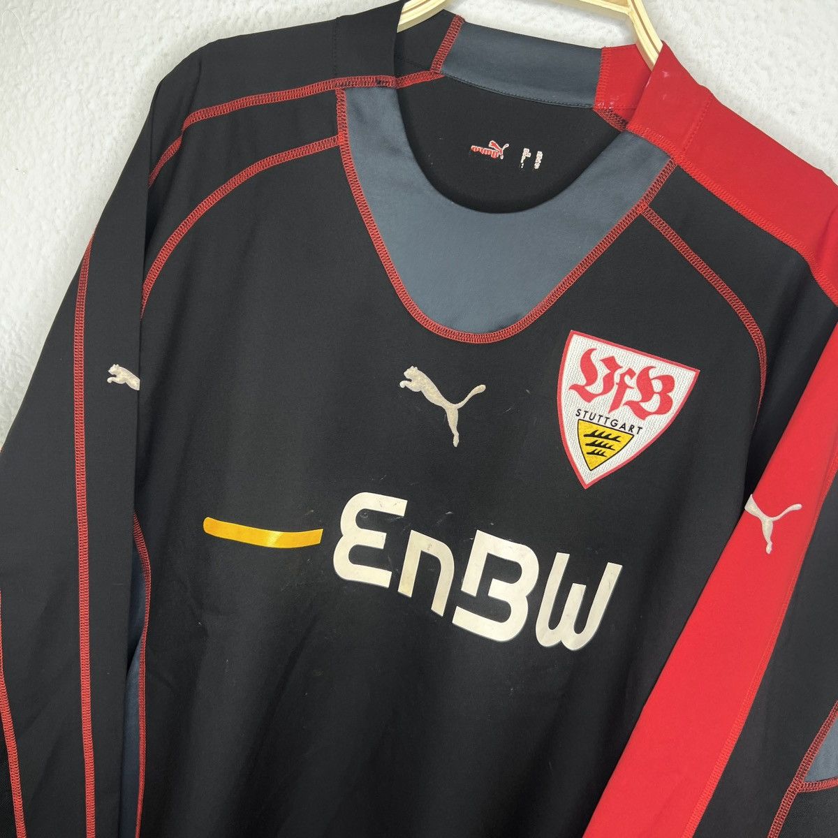 Puma Vintage Puma Stuttgart Jersey Longsleeve Tshirt Y2K Black Size US XL / EU 56 / 4 - 4 Thumbnail