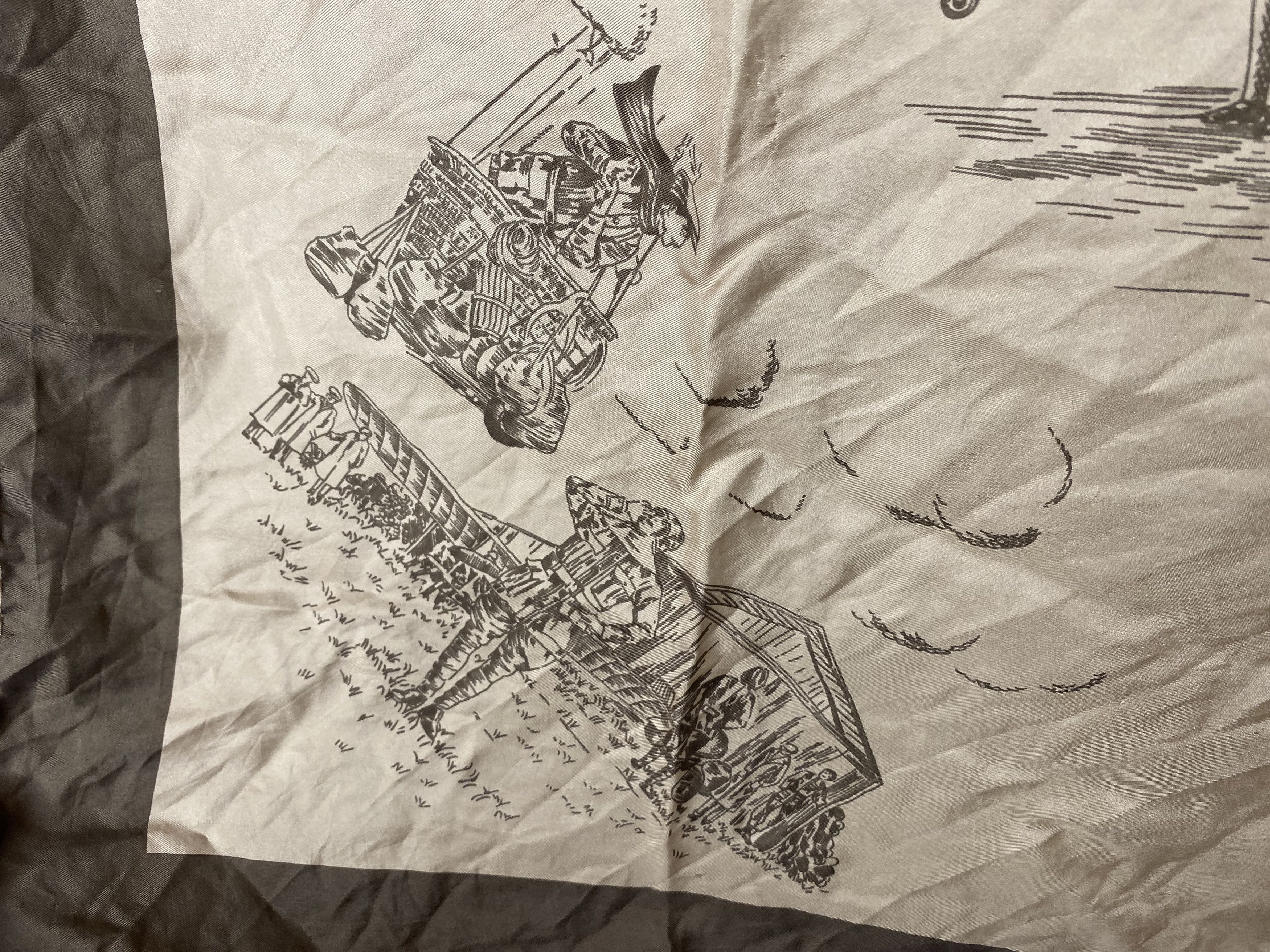 Burberry BURBERRY BURBERRYS OLD AIRCRAFT SCENE VINTAGE SILK SCARF Size ONE SIZE - 7 Thumbnail