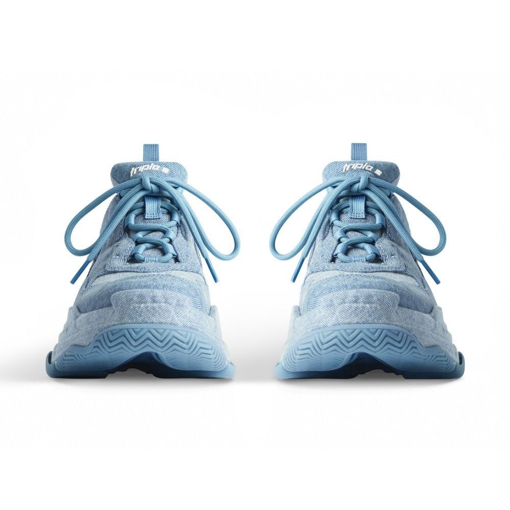 Balenciaga o1tr1nto0526 Triple S Denim Sneakers in Blue Size US 9 / EU 42 - 3 Thumbnail