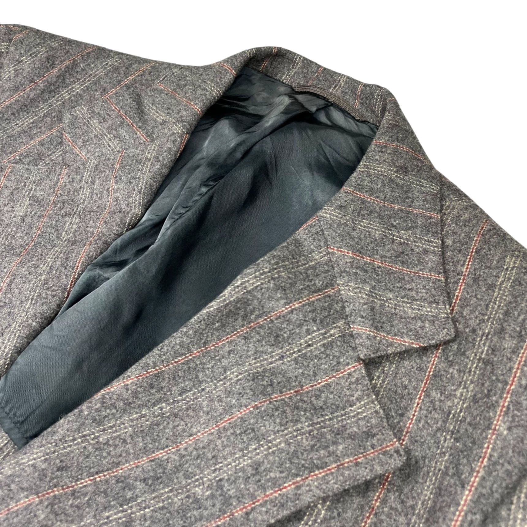 Saks Fifth Avenue VINTAGE Saks Fifth Avenue Men’s Blazer Gray Stripe 2-Button Wool 40R Shirt? Size 40R - 2 Thumbnail
