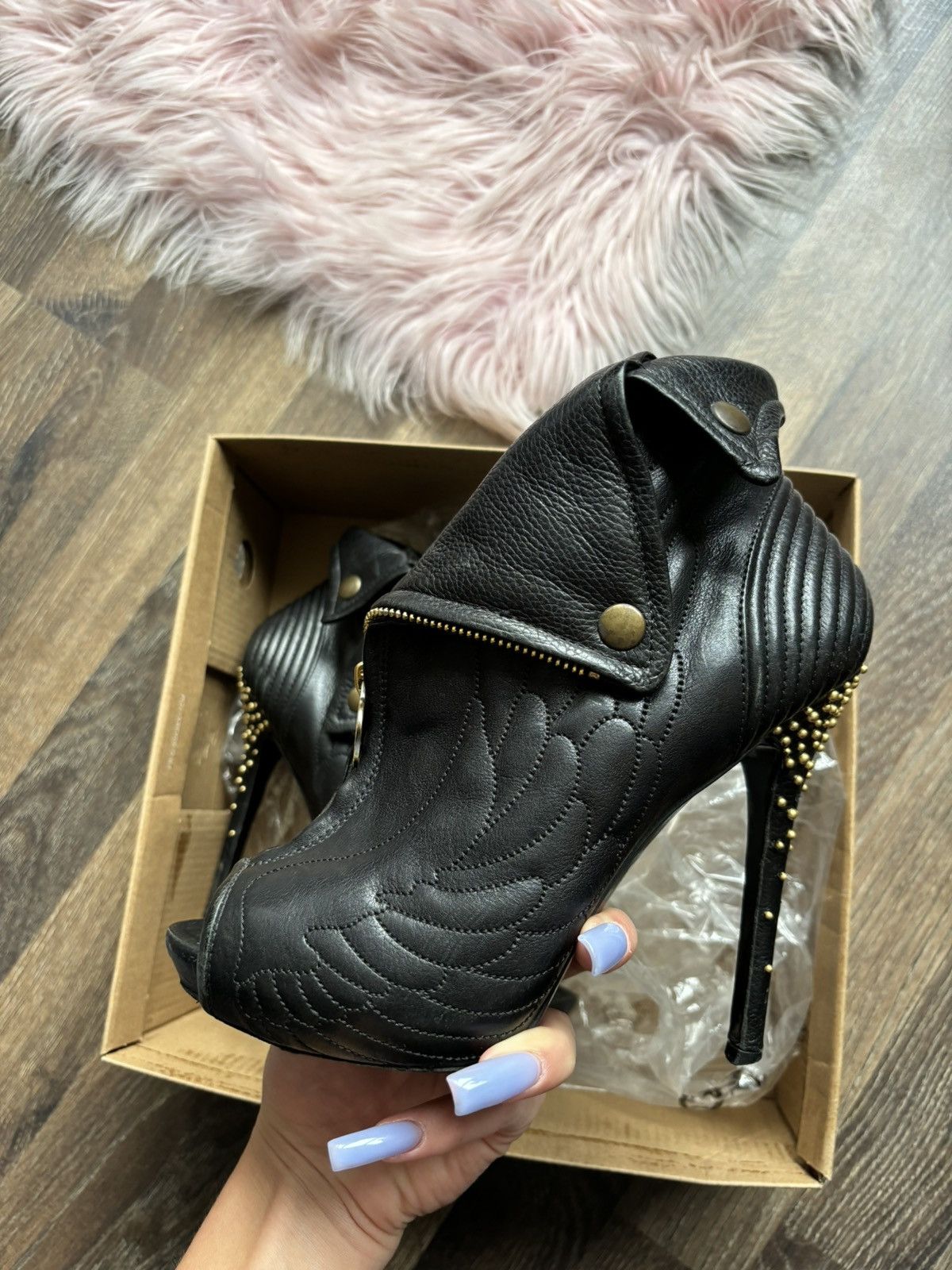 Alexander McQueen × Vintage ALEXANDER MCQUEEN SKULL HEELS LEATHER ARCHIVE SHOES BOOTS Size US 8 / IT 38 - 6 Thumbnail
