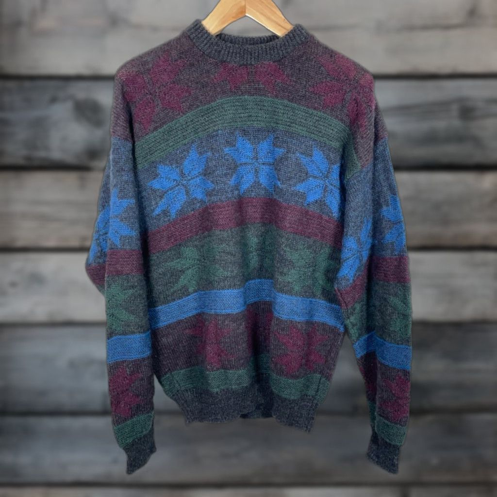 Vintage VINTAGE ALPS Sweater Men XL Green Snowflake Geometric Knit Wool 80s Retro Mens Size US XL / EU 56 / 4 - 1 Thumbnail