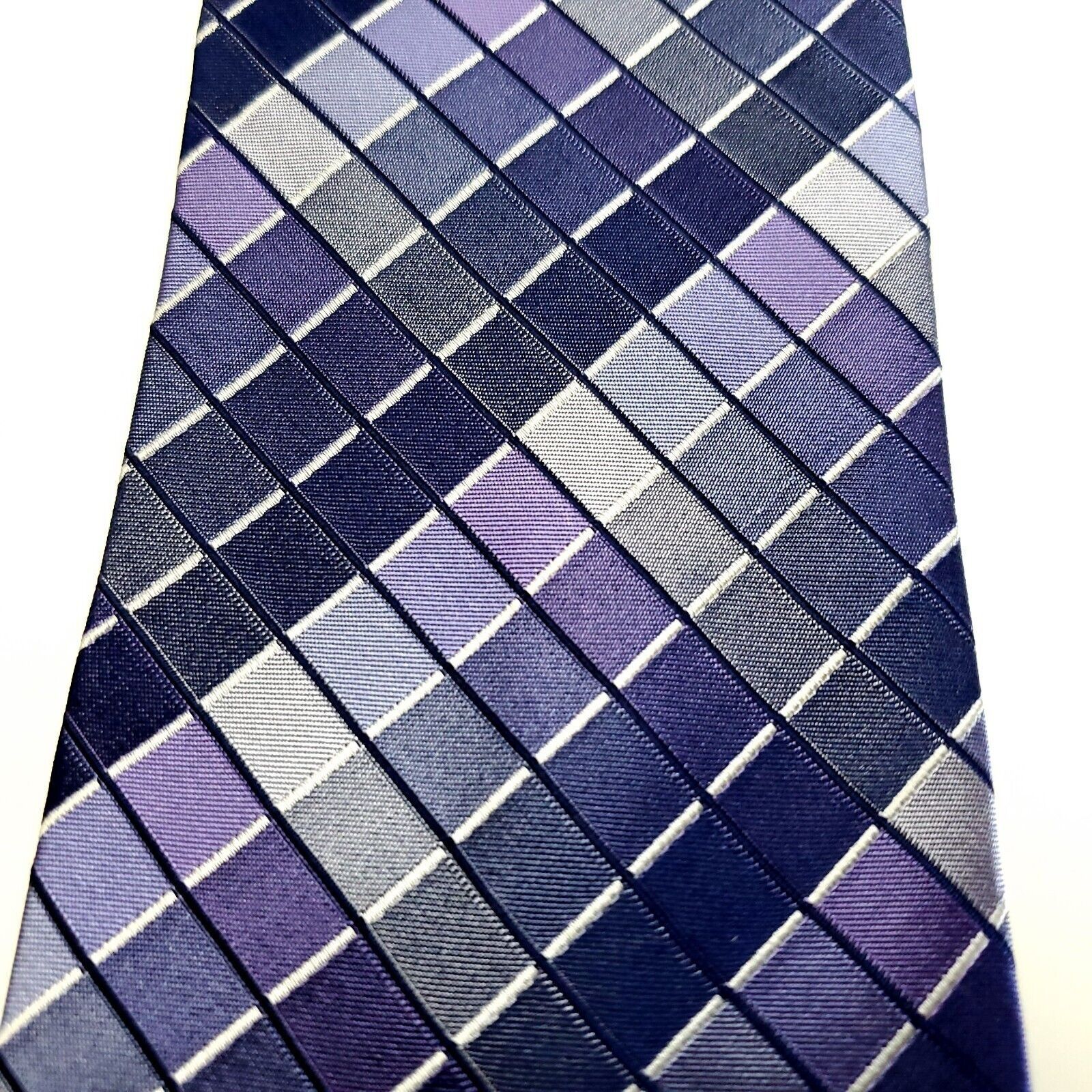 Calvin Klein Calvin Klein Purple Check Plaid Silk Tie Size ONE SIZE - 2 Thumbnail
