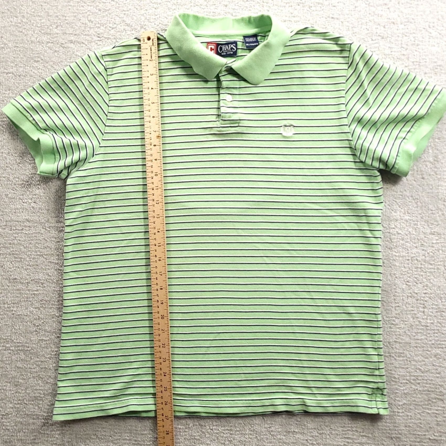 Chaps VINTAGE Chaps Polo Shirt Mens XL Green Stripe Short Sleeve Easy Care Stretch Collared Size US XL / EU 56 / 4 - 6 Thumbnail
