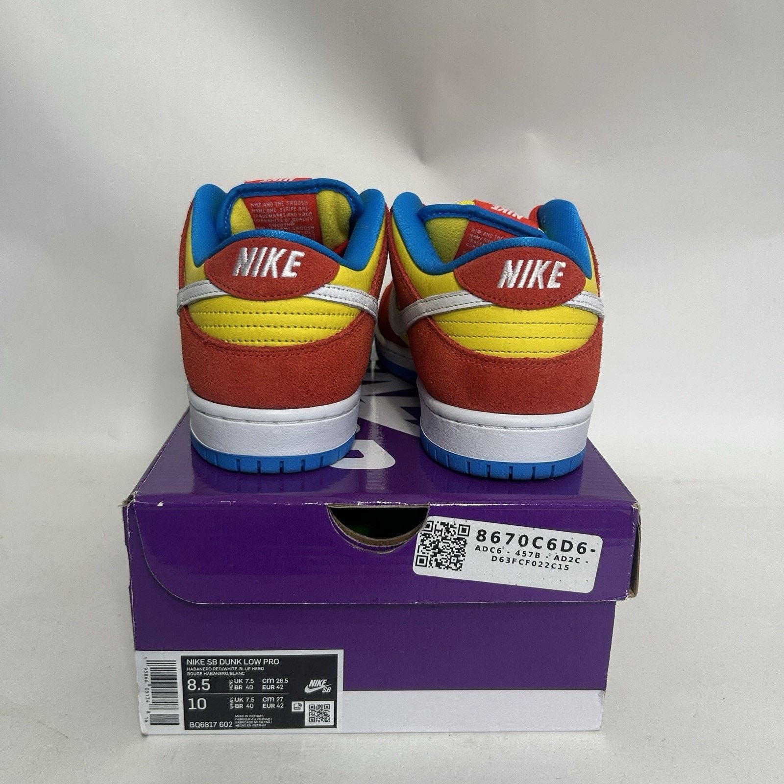Nike Nike SB Dunk Low “Bart Simpson/Habanero Red White-Blue” Size US 8.5 / EU 41-42 - 5 Thumbnail