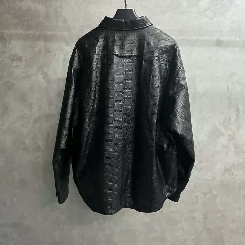 Balenciaga Balenciaga size 44 Black leather jacket with full logo Size US M / EU 48-50 / 2 - 2 Thumbnail
