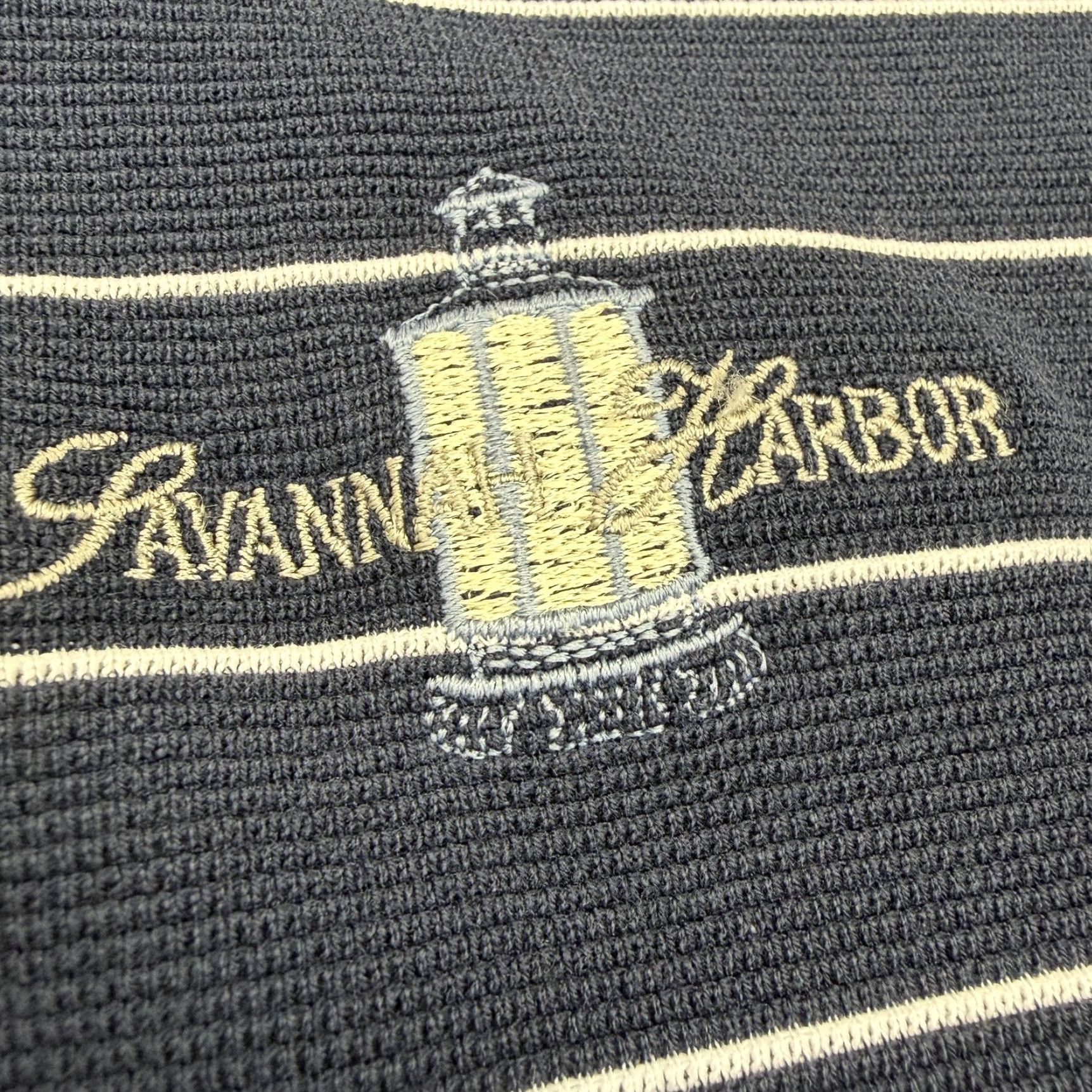 Vintage Greg Norman Savannah Harbor Golf Polo Shirt Mens 2XL Navy Blue Striped Play Dry Shirt Size US XXL / EU 58 / 5 - 6 Thumbnail