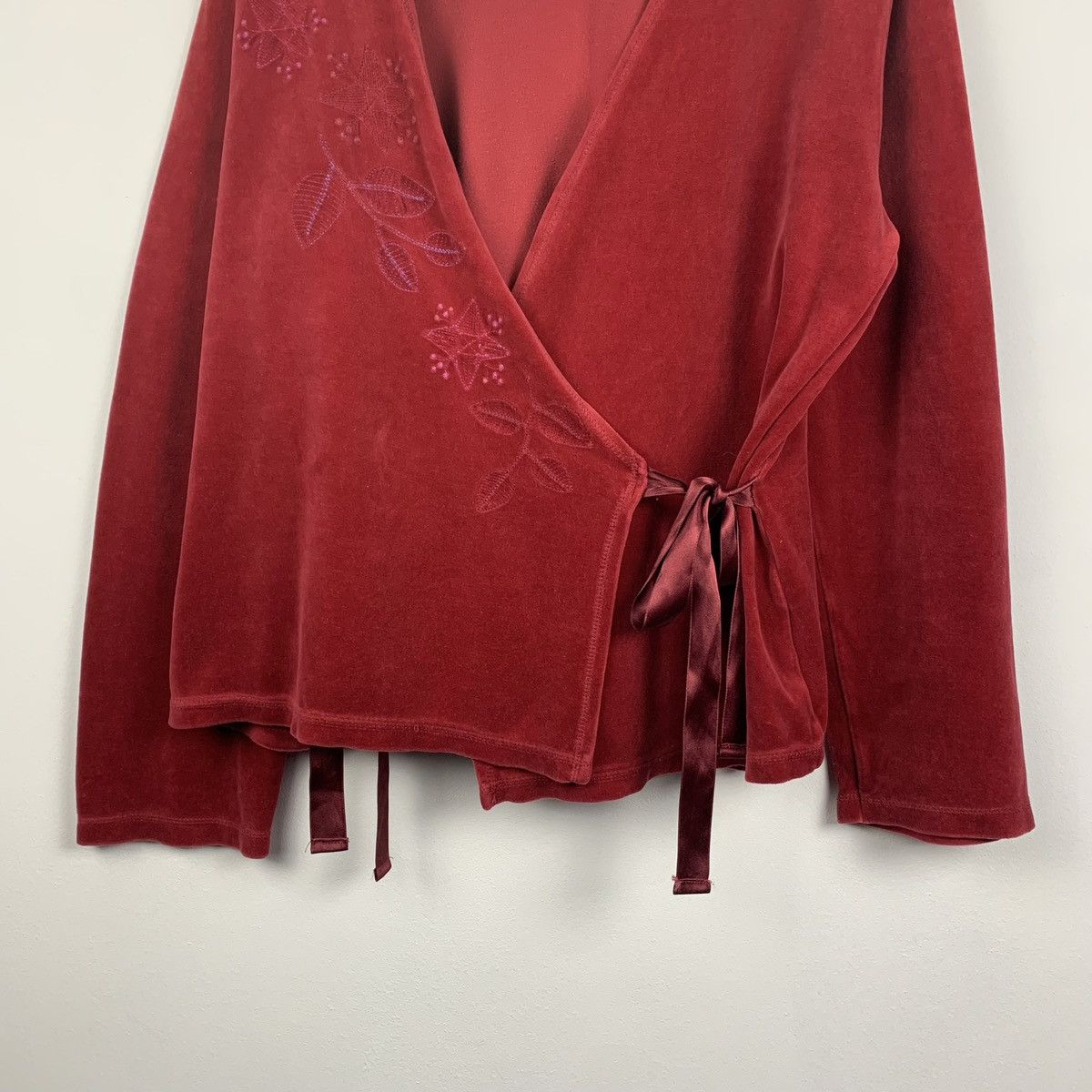 Gudrun Sjoden Velour Cardigan Size M Red Avant Garde