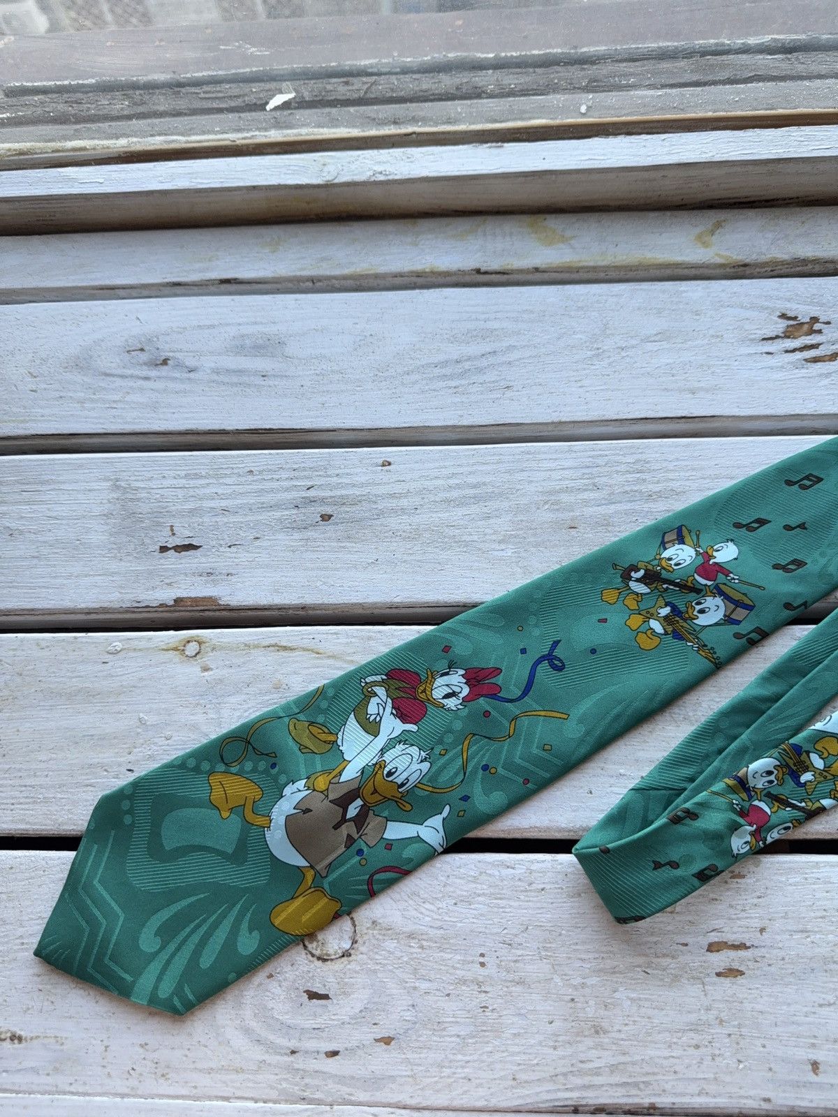 Cartoon Network × Disney × Vintage Vintage Disney Donald Duck & Nephews Green Tie 90s Print Size ONE SIZE - 2 Thumbnail