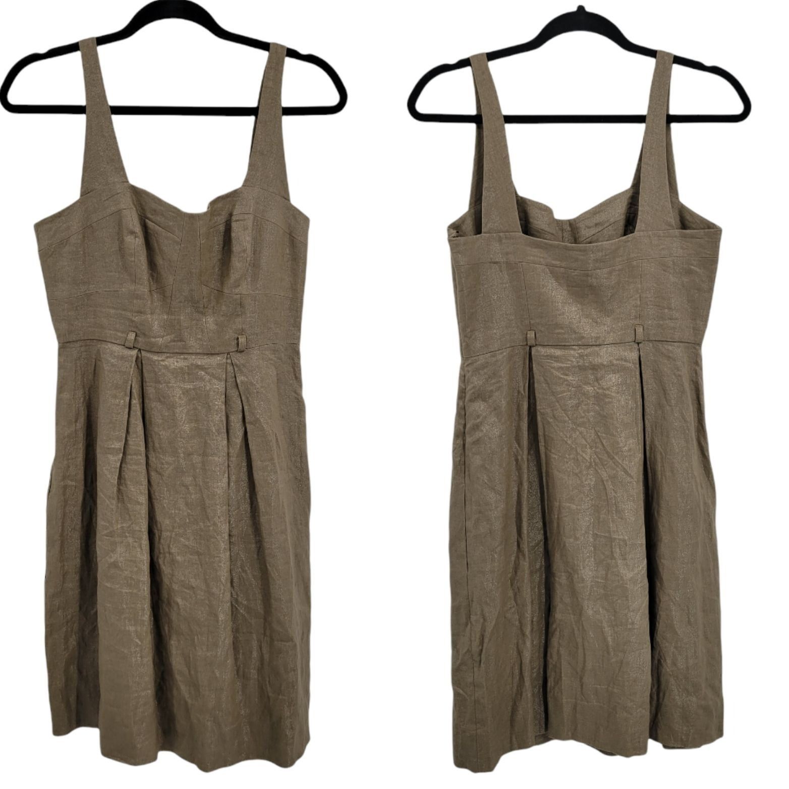 Black Halo Black Halo Linen Peasant Dress Sz 4 Metallic Bronze Apron Bu Size S / US 4 / IT 40 - 10 Thumbnail