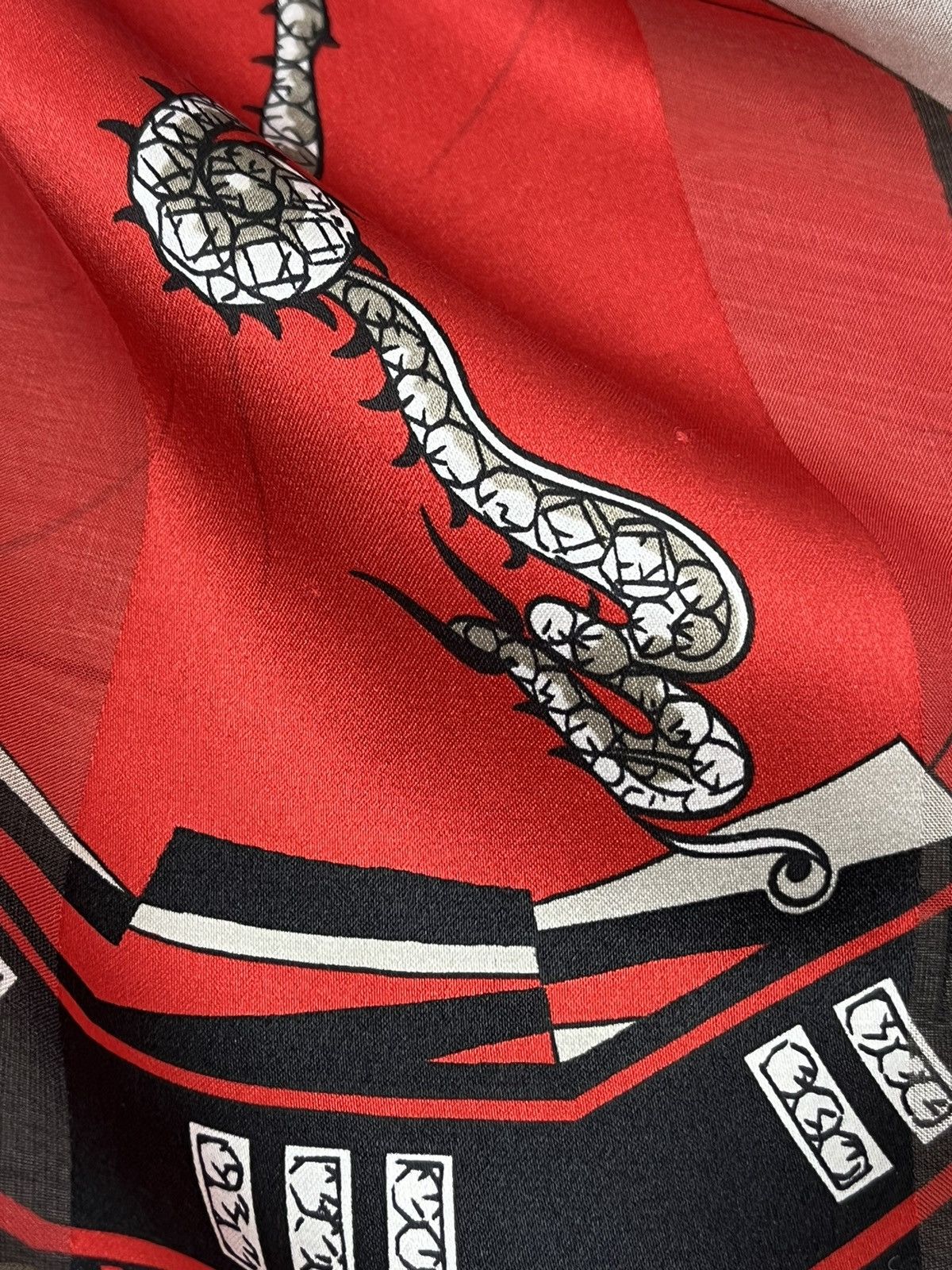 Cartier Cartier Made In France Red Silk Scarf 85x85 Cm Clock Print Size ONE SIZE - 18 Thumbnail