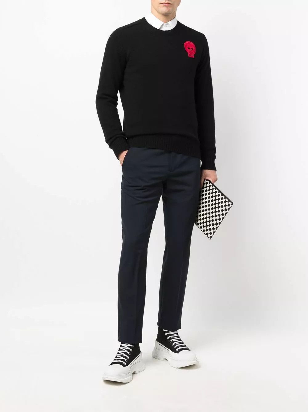 Alexander McQueen o1y1024 Crewneck Sweater in Black Size US M / EU 48-50 / 2 - 2 Thumbnail