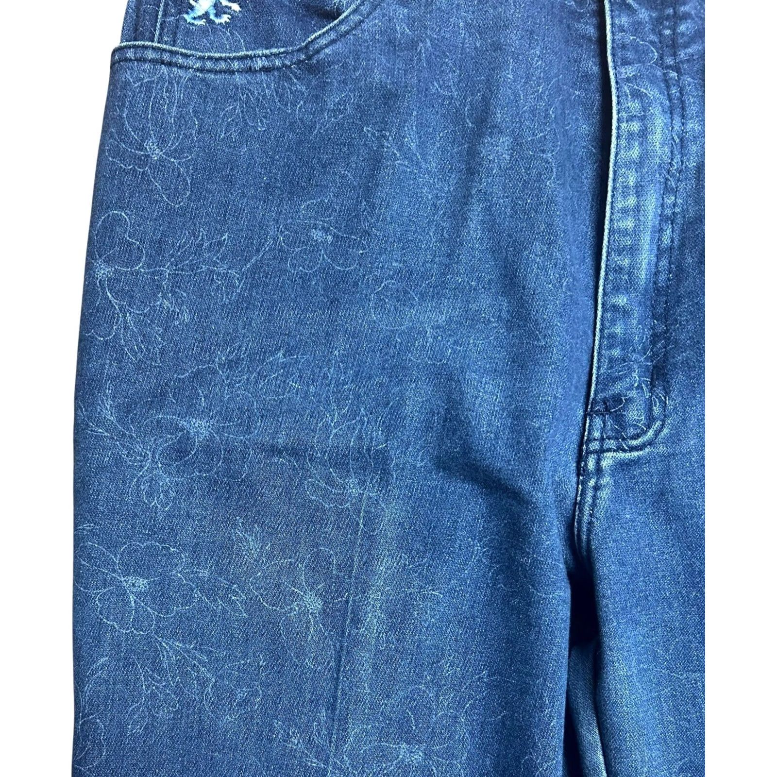Denime VINTAGE Braxton Women's Jeans 80s Floral Dark Wash Denim Sz 38 Blue 5-Pocket Comfort Stretch Straight Size 26" / US 2 / IT 38 - 6 Thumbnail