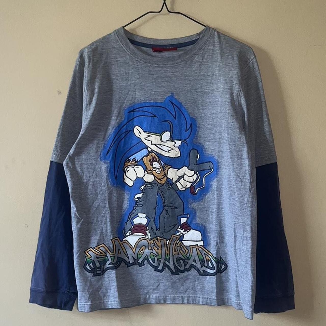 JNCO × Vintage Vintage 90s Y2K Flamehead Cartoon Punk Skate Longsleeve Tee Size US M / EU 48-50 / 2 - 1 Thumbnail