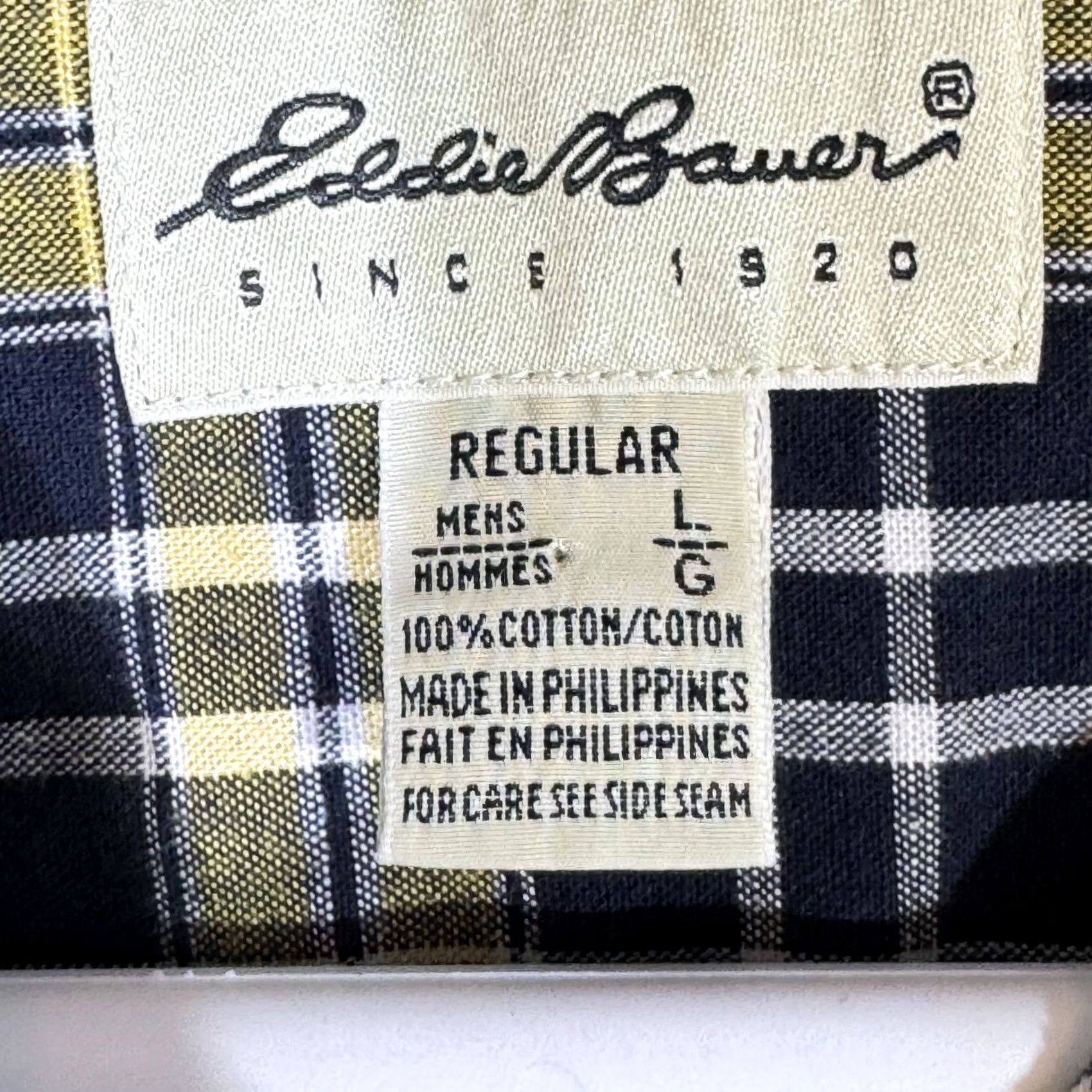 Eddie Bauer Eddie Bauer Shirt Black Yellow Plaid 100% Cotton Button-Down L Mens Sportsman Size US L / EU 52-54 / 3 - 7 Thumbnail