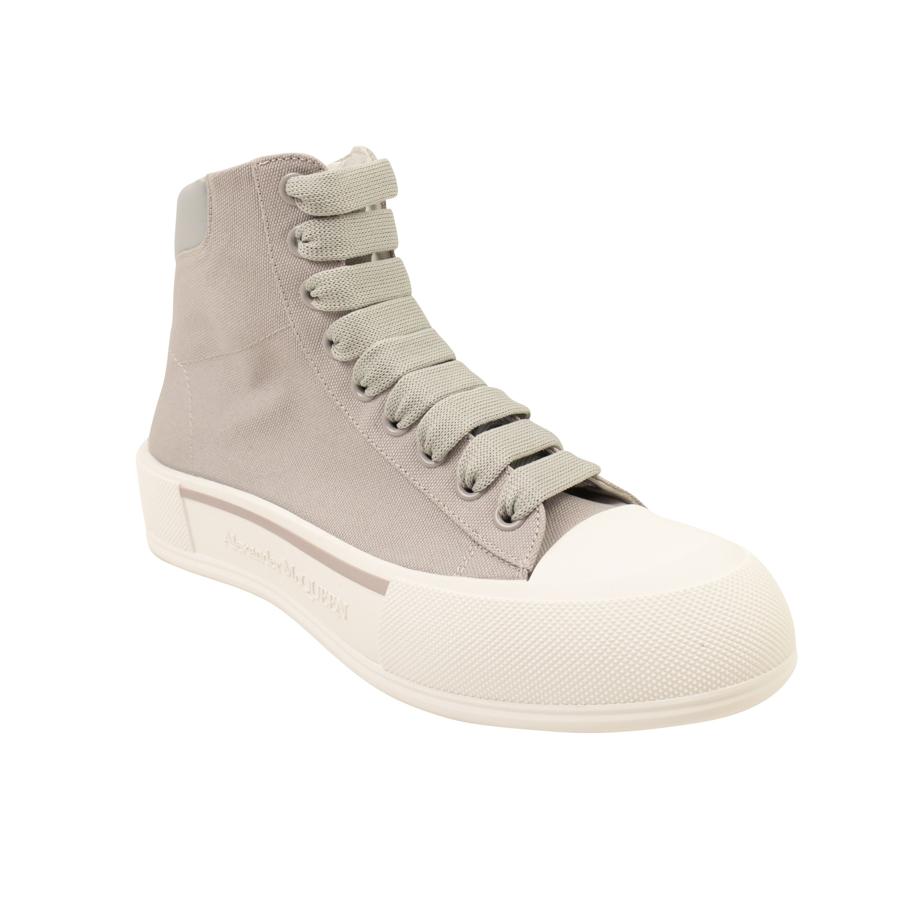 image of Alexander Mcqueen Grey Deck Plimsoll Hi Top Sneakers Size 40, Men's